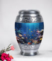 Large aluminium Monar_Urn, underwater urn for women's ashes. Personalizable with engraved names, capacity 200 cubic inches.