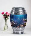 Large aluminium Monar_Urn, underwater urn for women's ashes. Personalizable with engraved names, capacity 200 cubic inches.