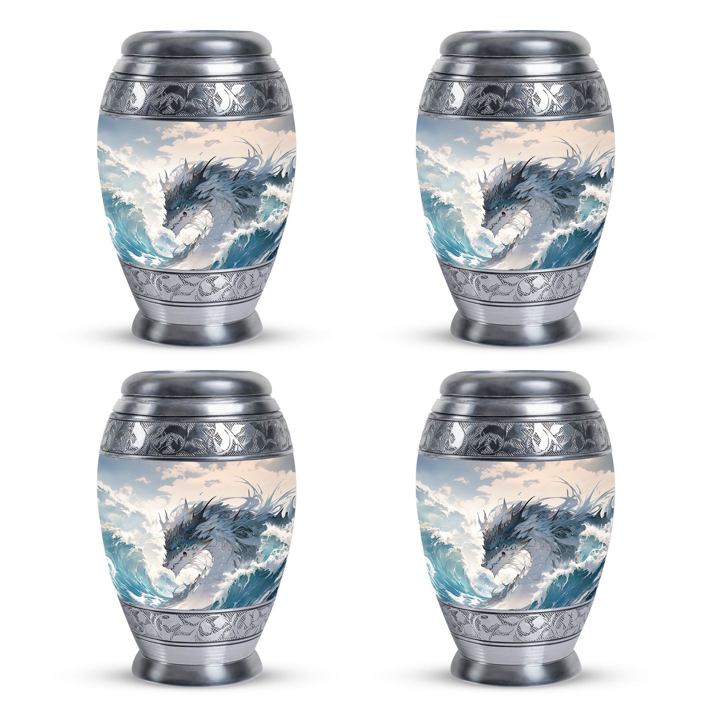 White Personalized Beach Cremation Urn for Human Ashes - 10-inch, 200 cu in - Yatskia