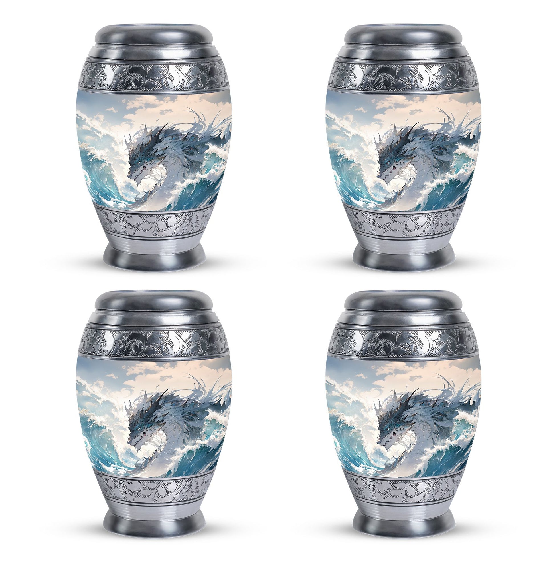 White Dragon Cremation Urn for Human Ashes - Funeral Urns For Ashes