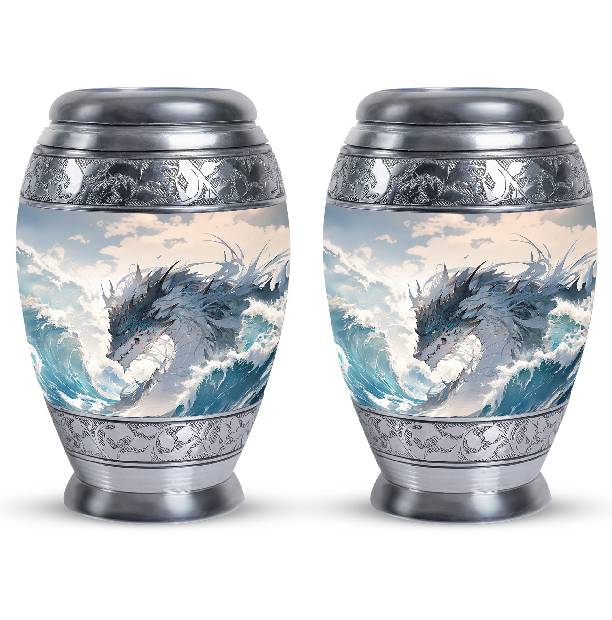 White Dragon Cremation Urn for Human Ashes - Funeral Urns For Ashes