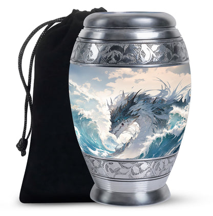 White Personalized Beach Cremation Urn for Human Ashes - 10-inch, 200 cu in - Yatskia