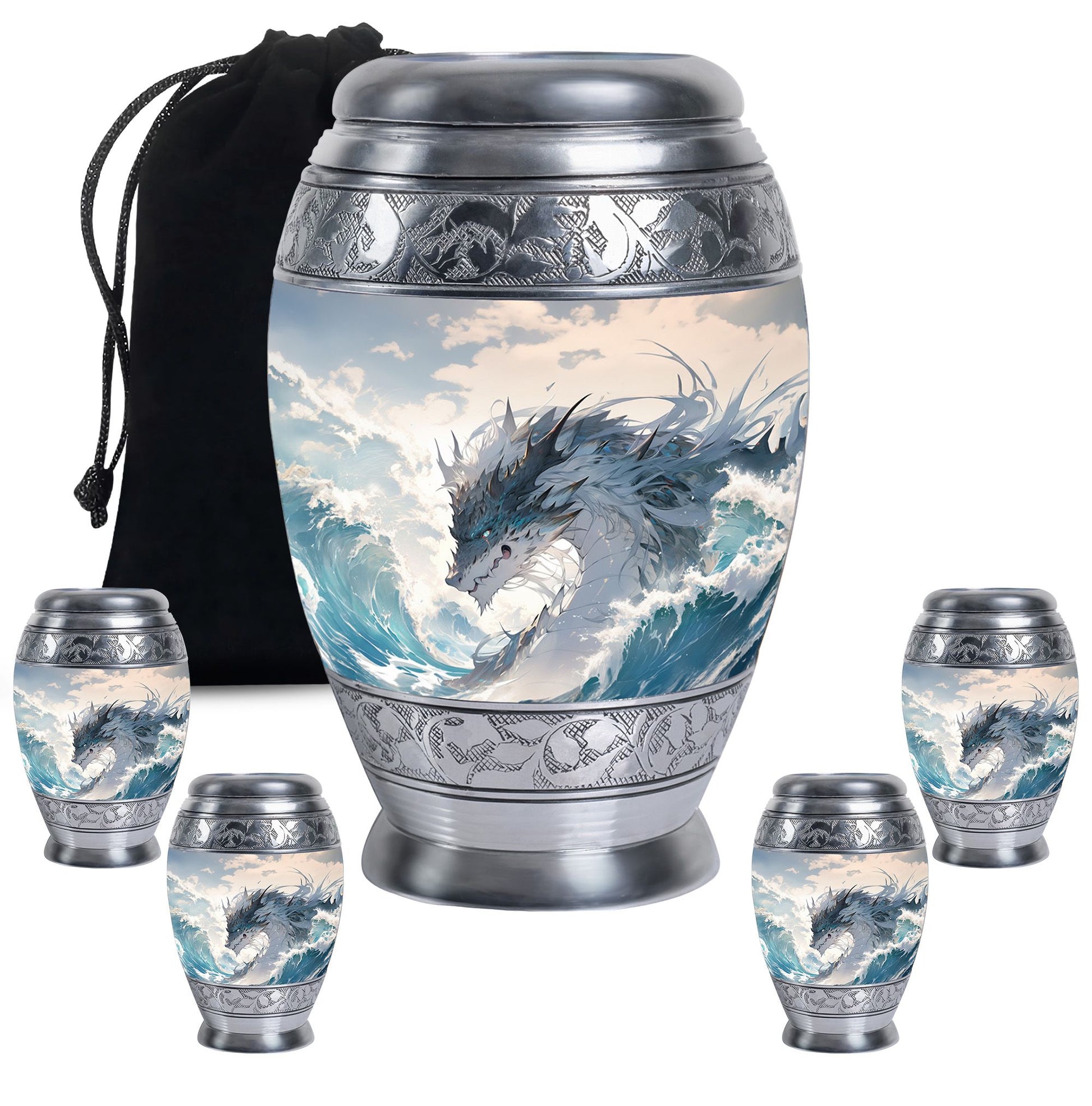 White Dragon Cremation Urn for Human Ashes - Funeral Urns For Ashes