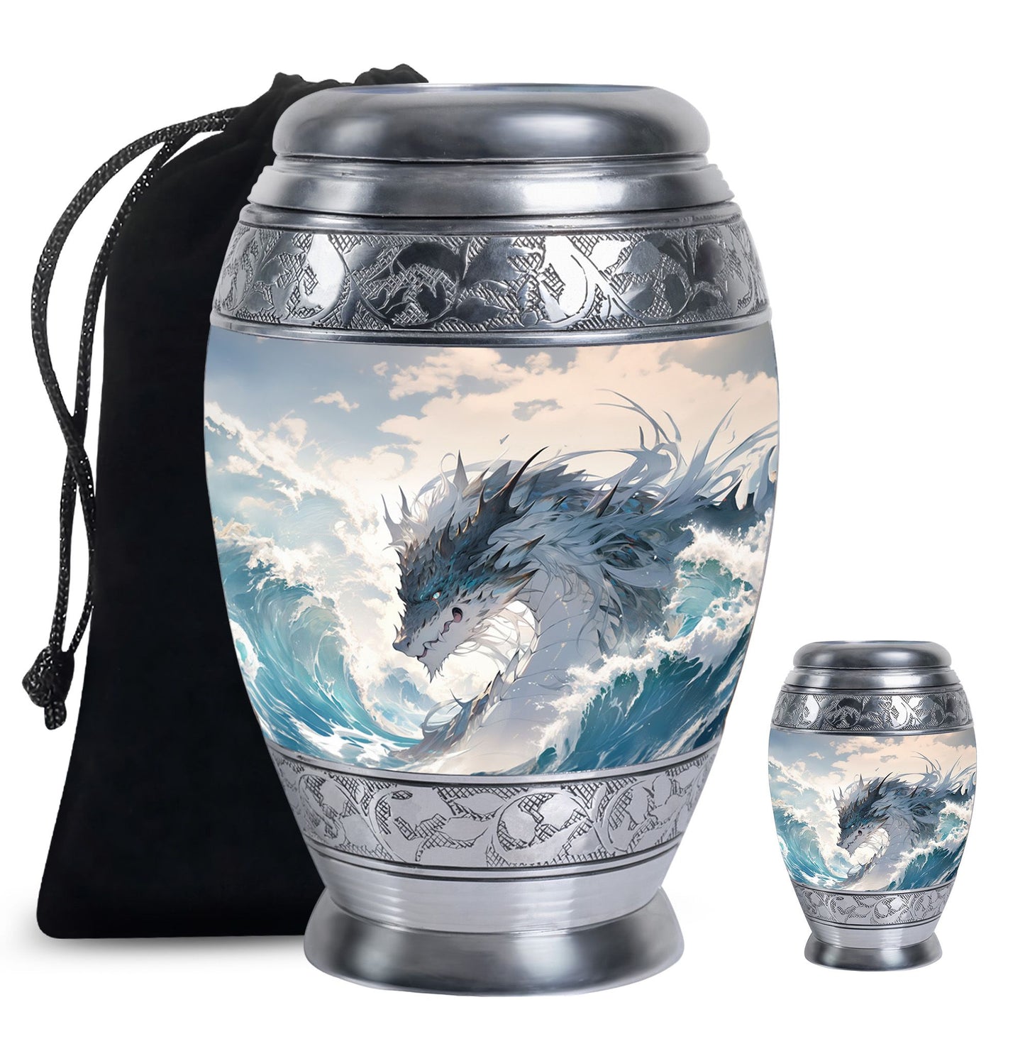 White Personalized Beach Cremation Urn for Human Ashes - 10-inch, 200 cu in - Yatskia