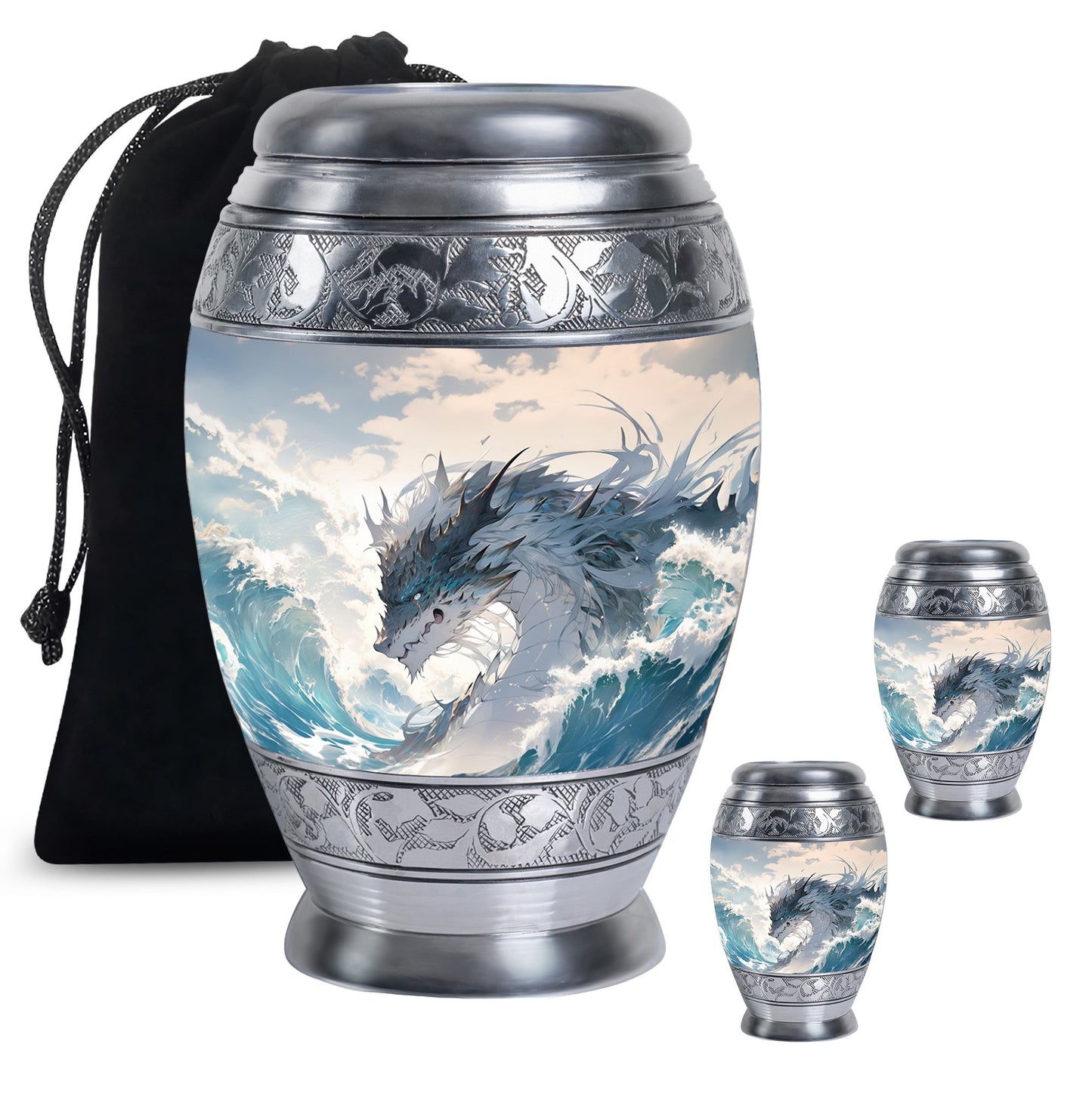 White Personalized Beach Cremation Urn for Human Ashes - 10-inch, 200 cu in - Yatskia