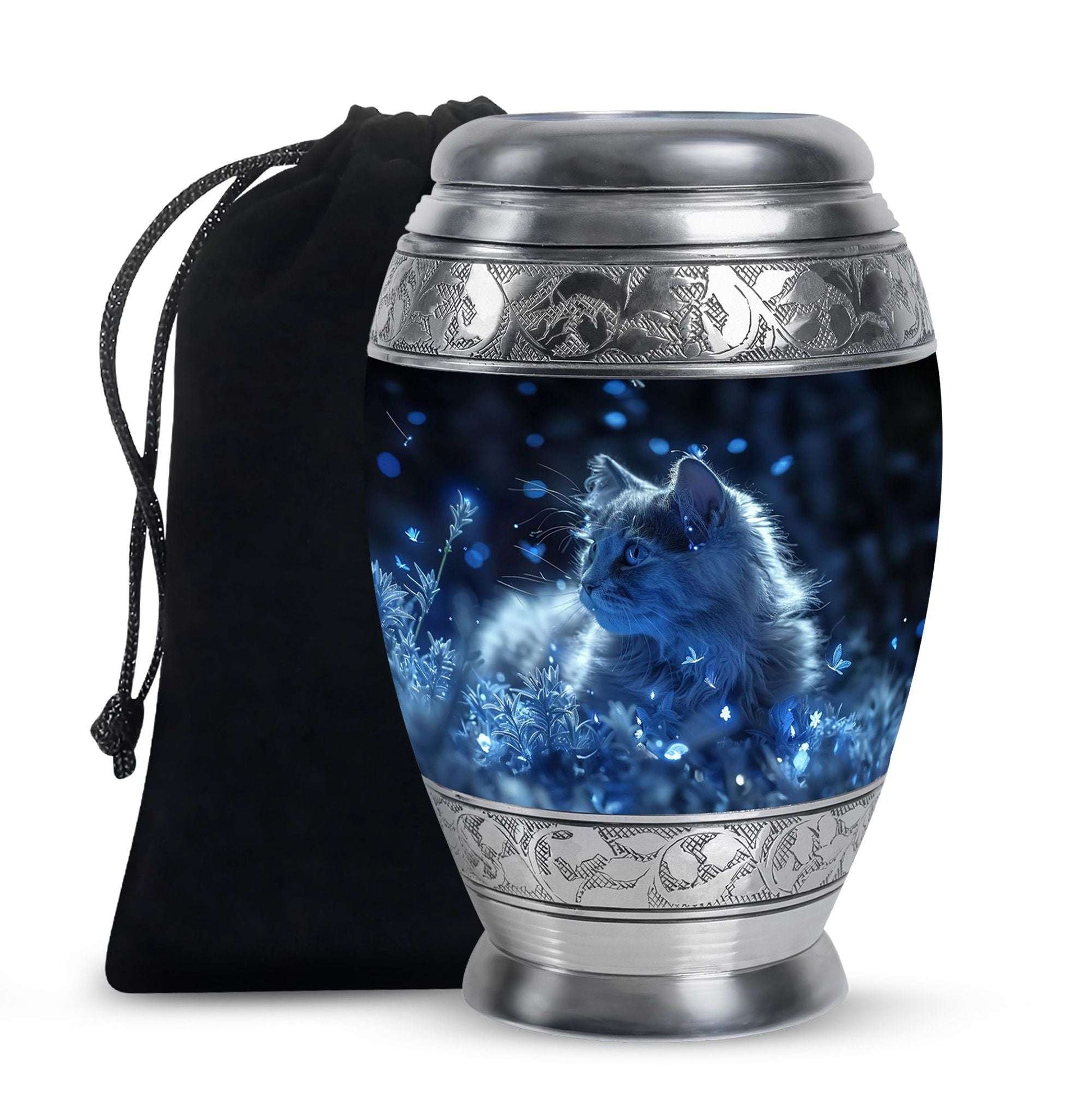 Cat Cremation Urn for Human Ashes – Blue Funeral Urns For Women