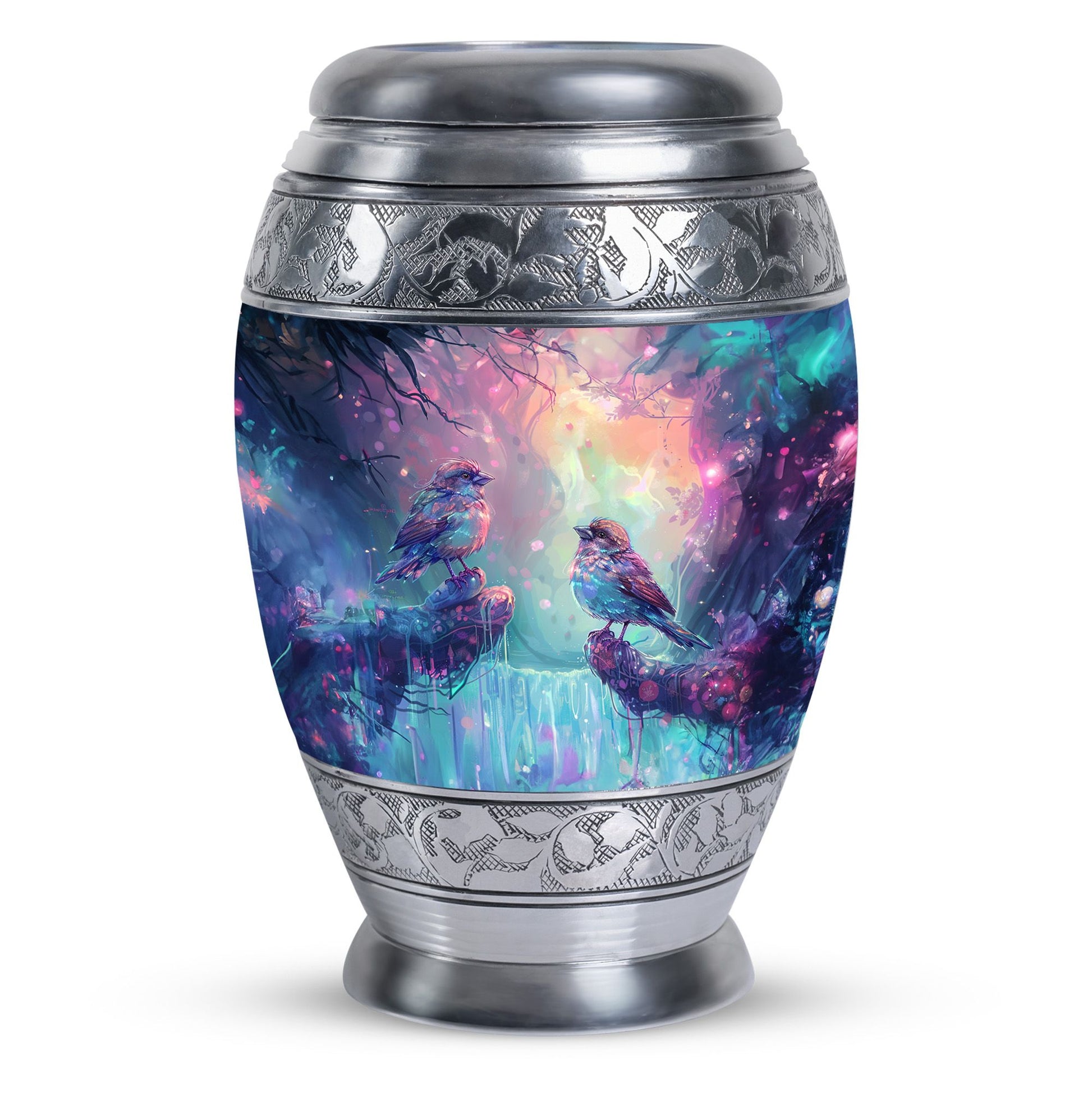 Colorful Birds Cremation Urn for Human Ashes For Mom and Dad