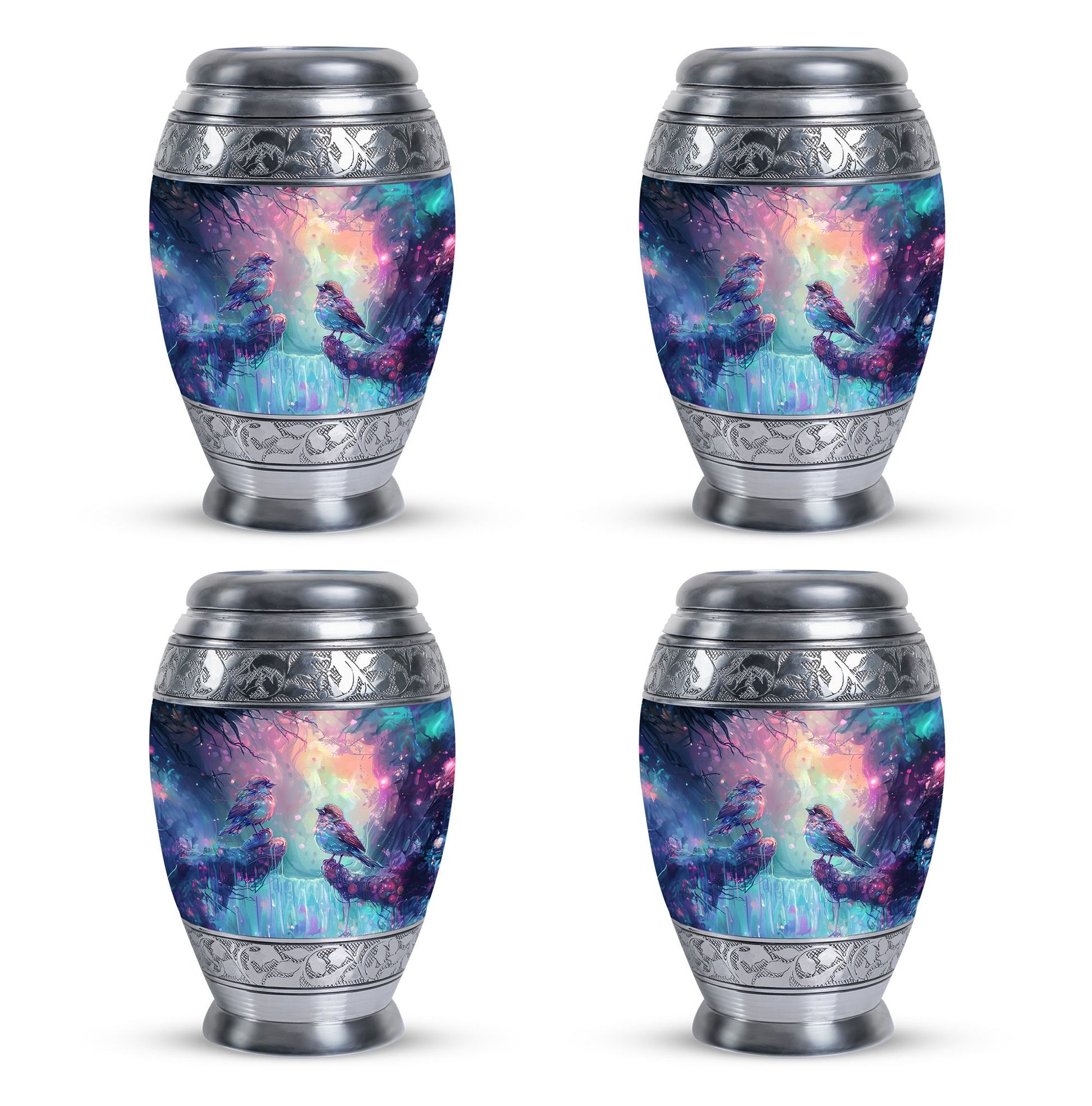 Colorful Birds Cremation Urn for Human Ashes For Mom and Dad
