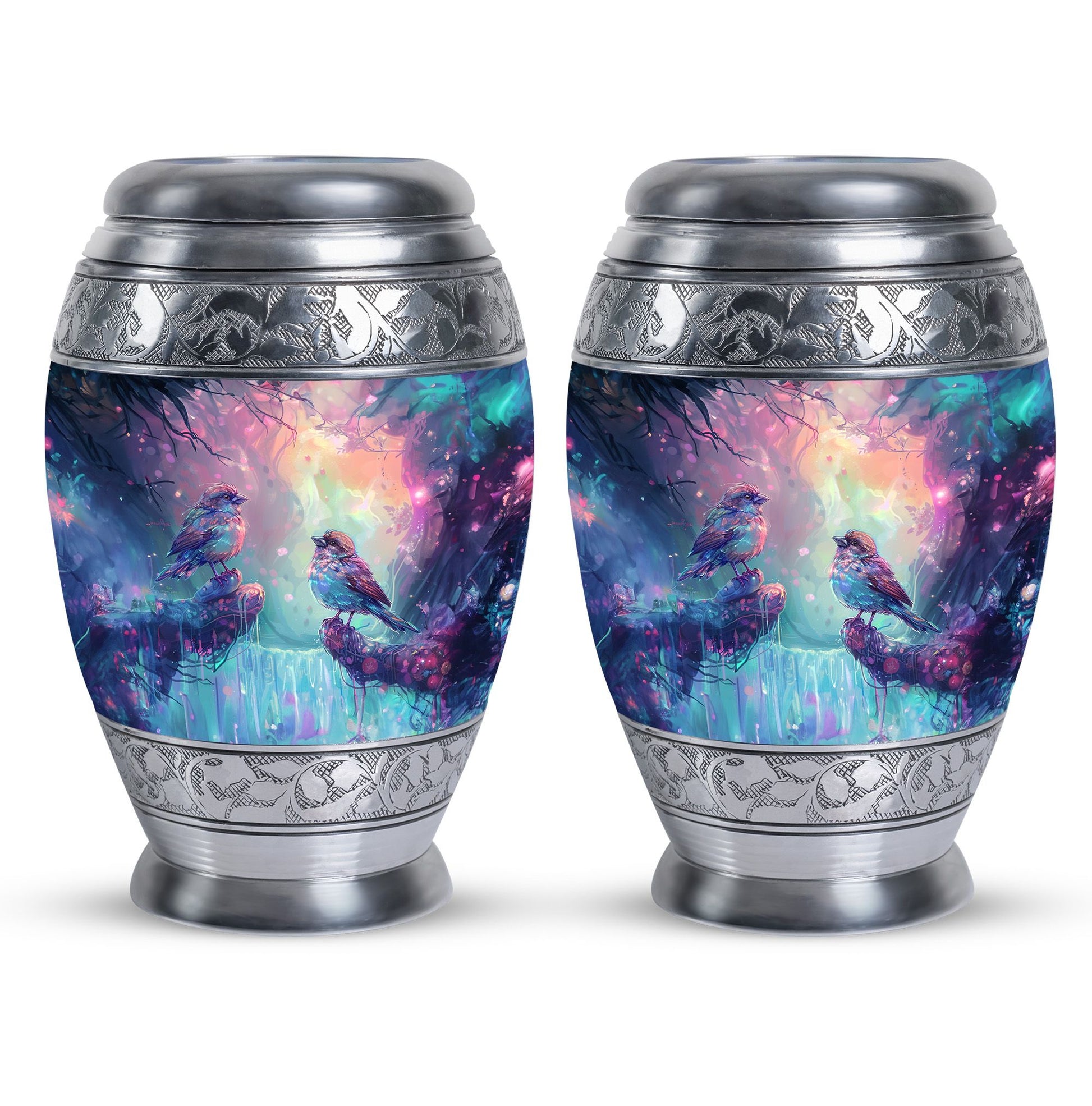 Colorful Birds Cremation Urn for Human Ashes For Mom and Dad