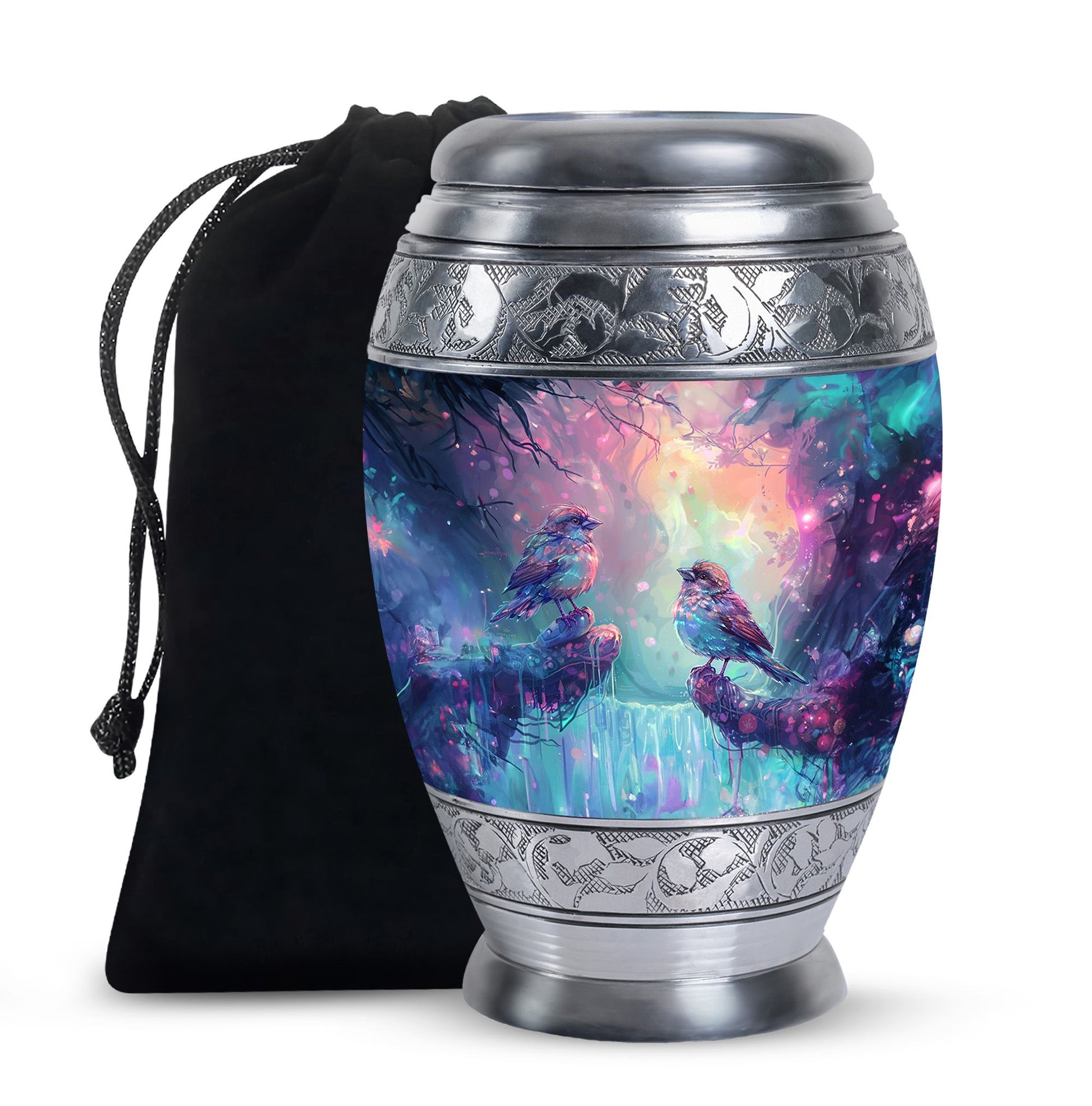 Colorful Birds Cremation Urn for Human Ashes For Mom and Dad