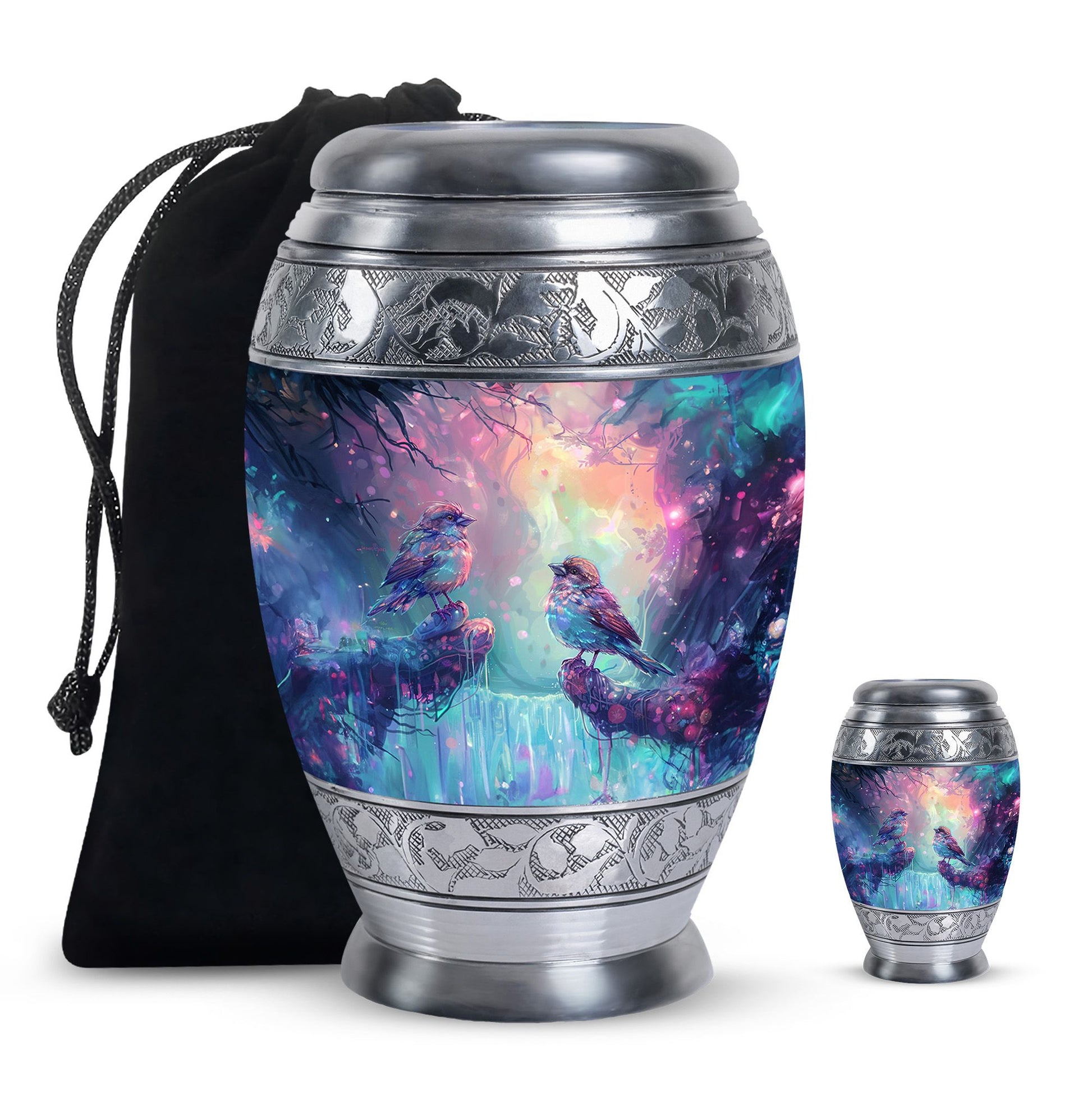 Colorful Birds Cremation Urn for Human Ashes For Mom and Dad