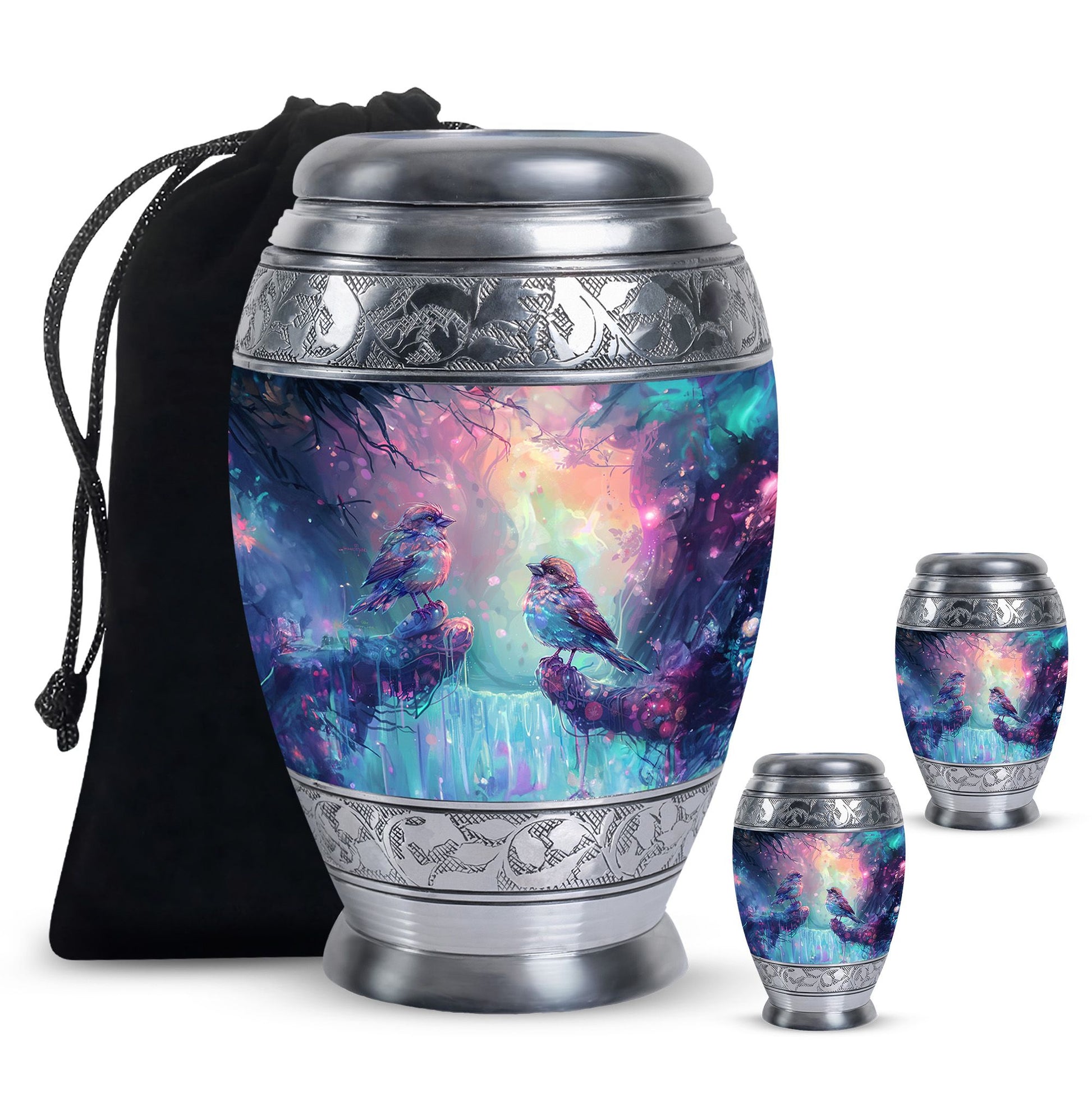 Colorful Birds Cremation Urn for Human Ashes For Mom and Dad