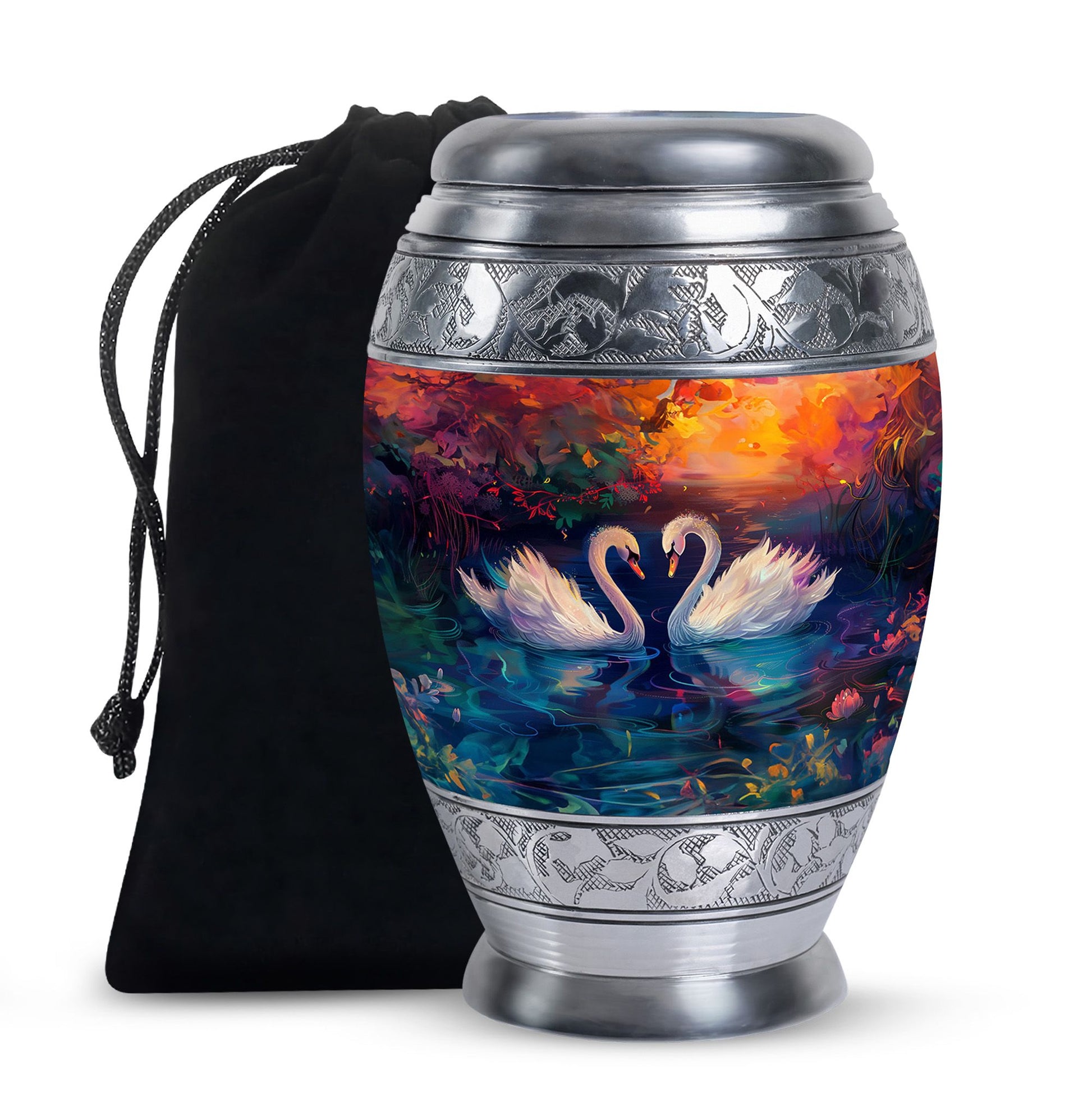 Sunset Swan Cremation Urn for Human Ashes - Urn For Men & Women