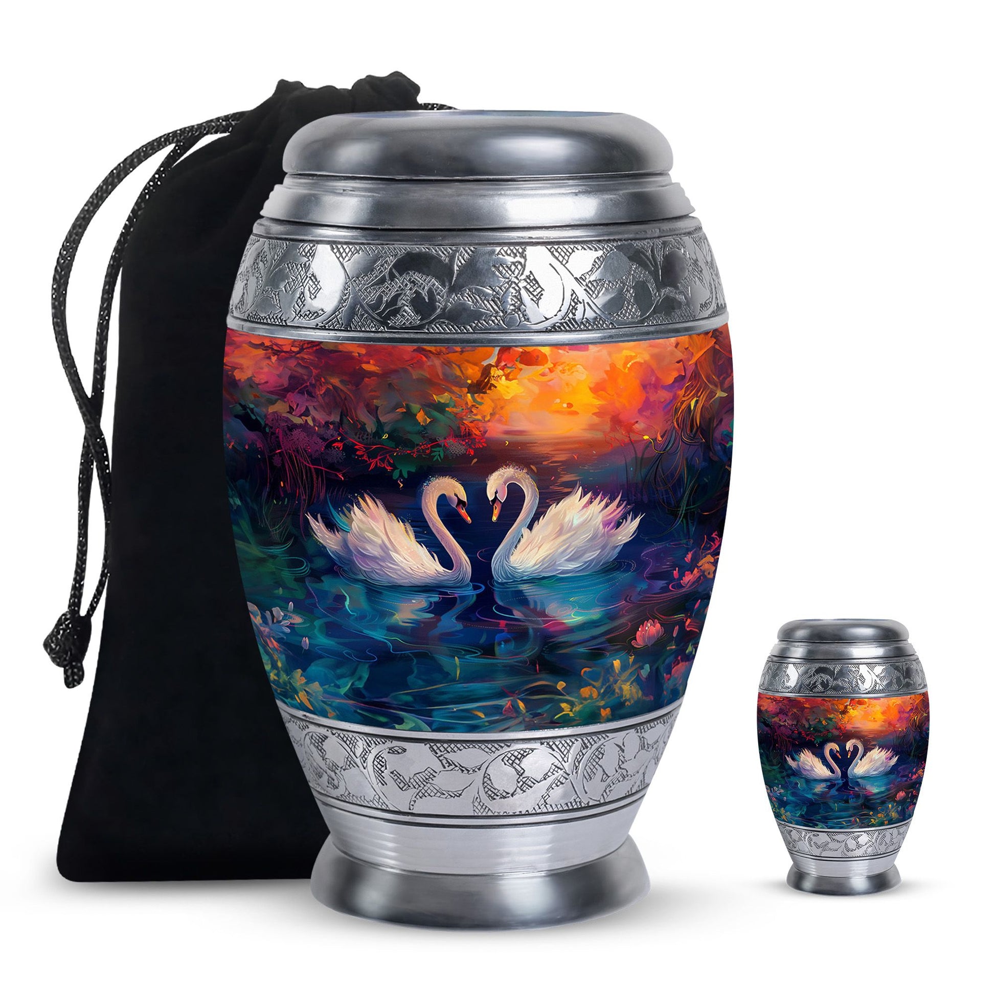 Sunset Swan Cremation Urn for Human Ashes - Urn For Men & Women