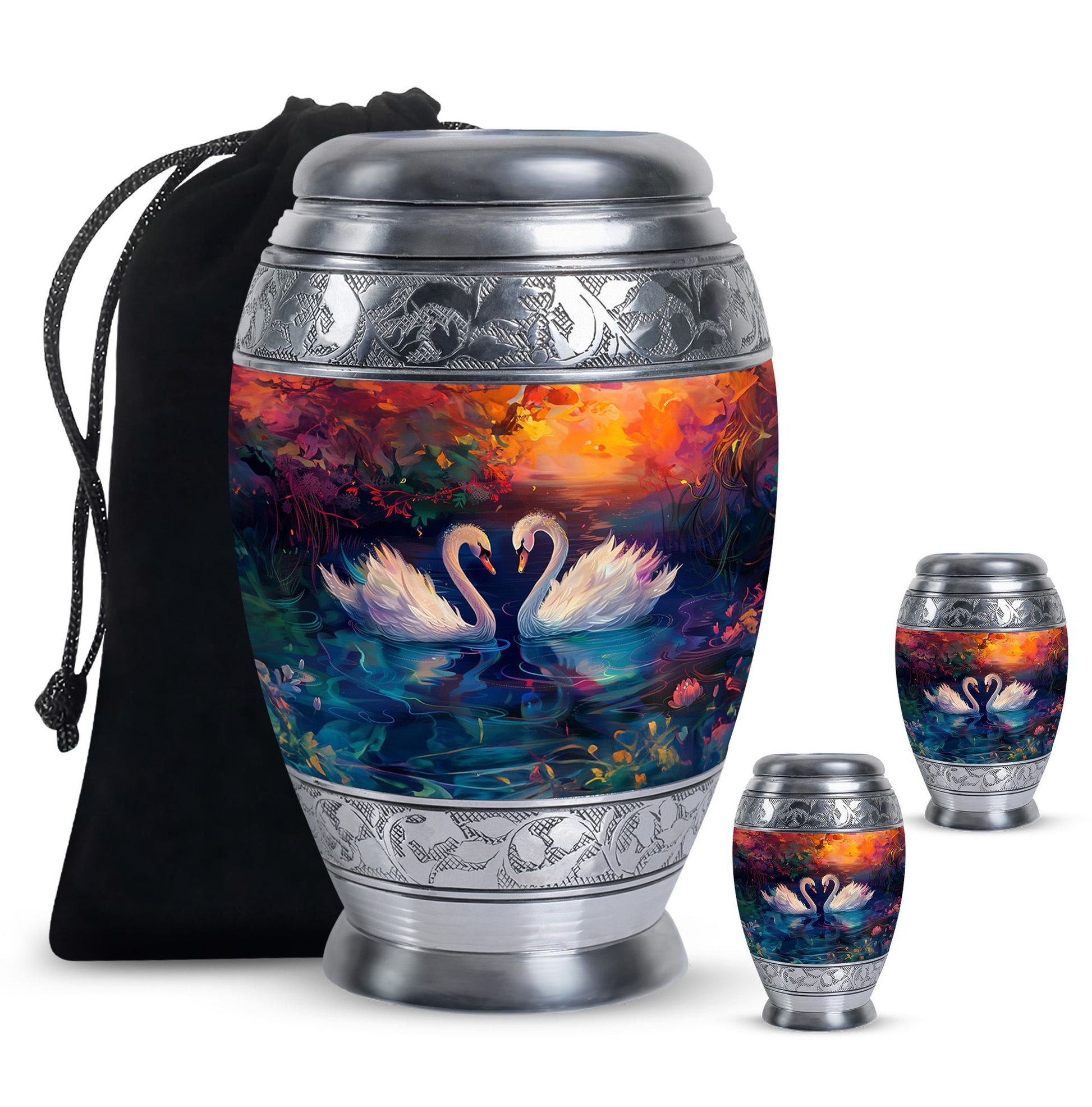 Sunset Swan Cremation Urn for Human Ashes - Urn For Men & Women
