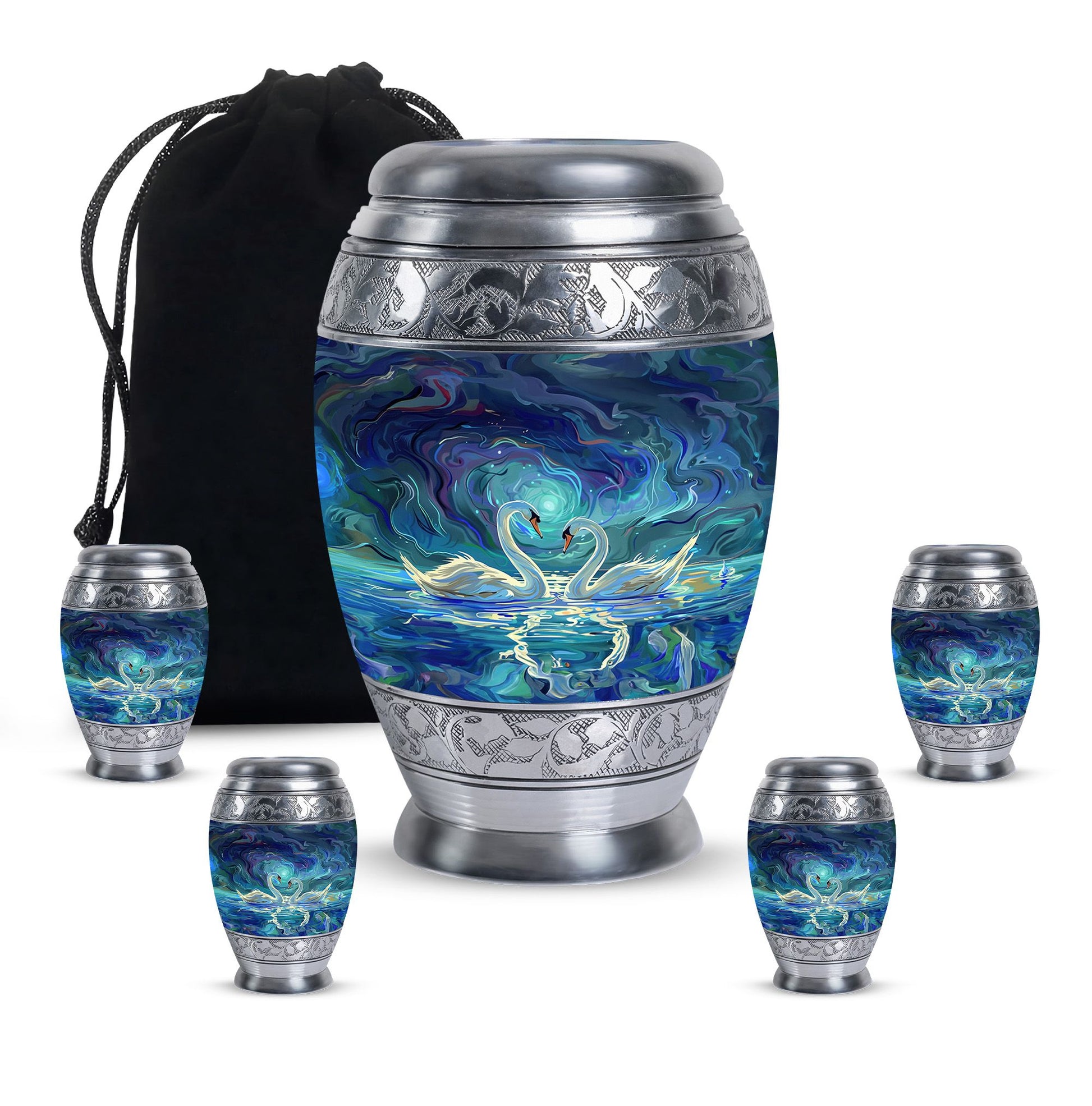 Swans Moonlight Cremation Urn for Human Ashes - Large Urn For Ashes