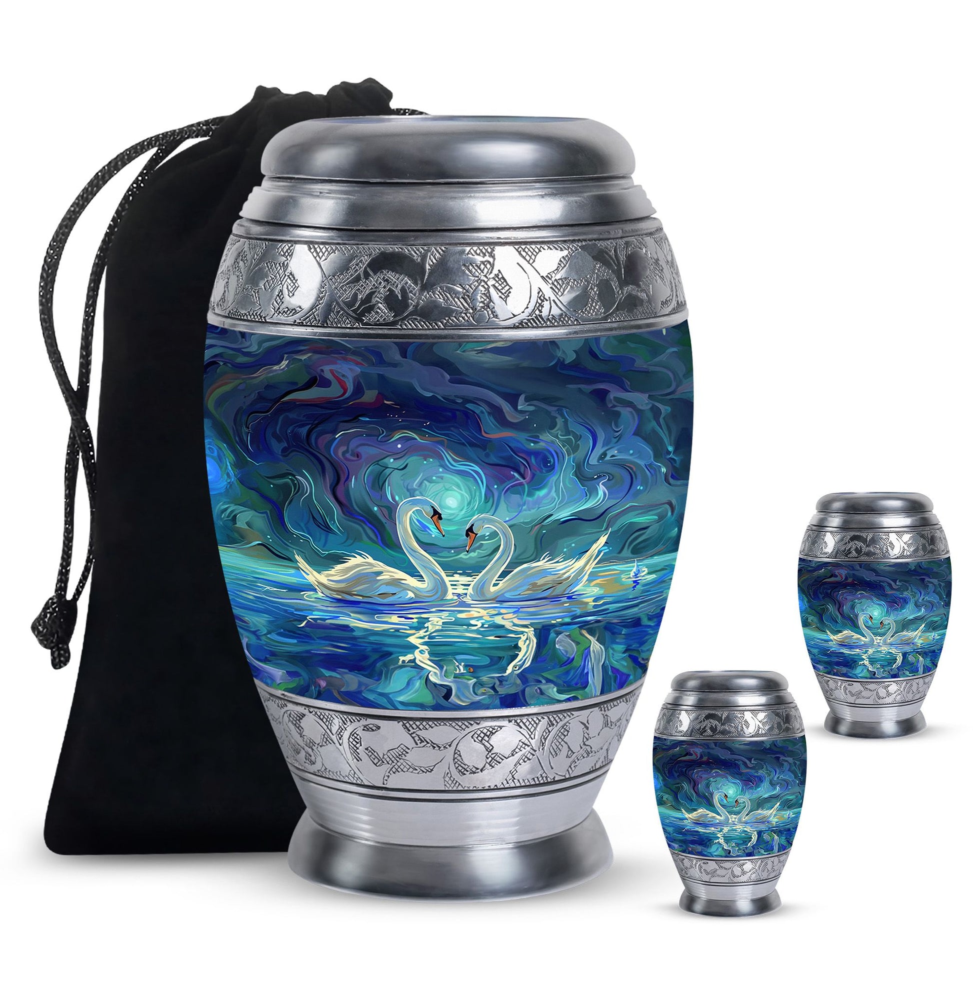 Swans Moonlight Cremation Urn for Human Ashes - Large Urn For Ashes