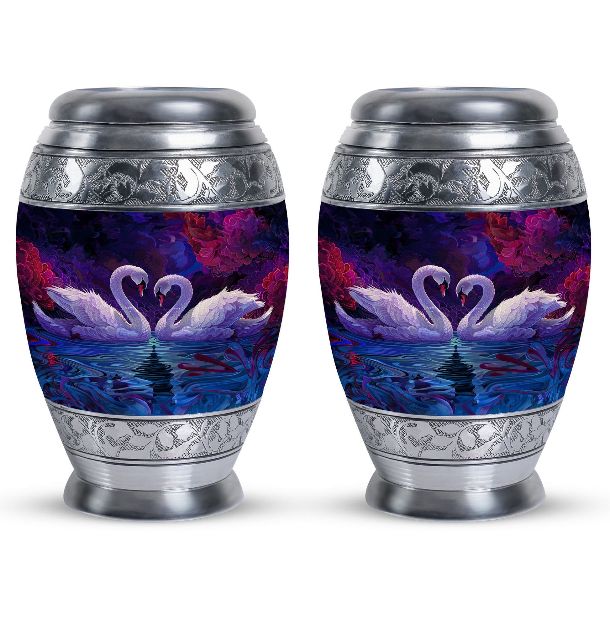 Dual Swan Cremation Urns For Human Ashes - Burial Urns For Adult
