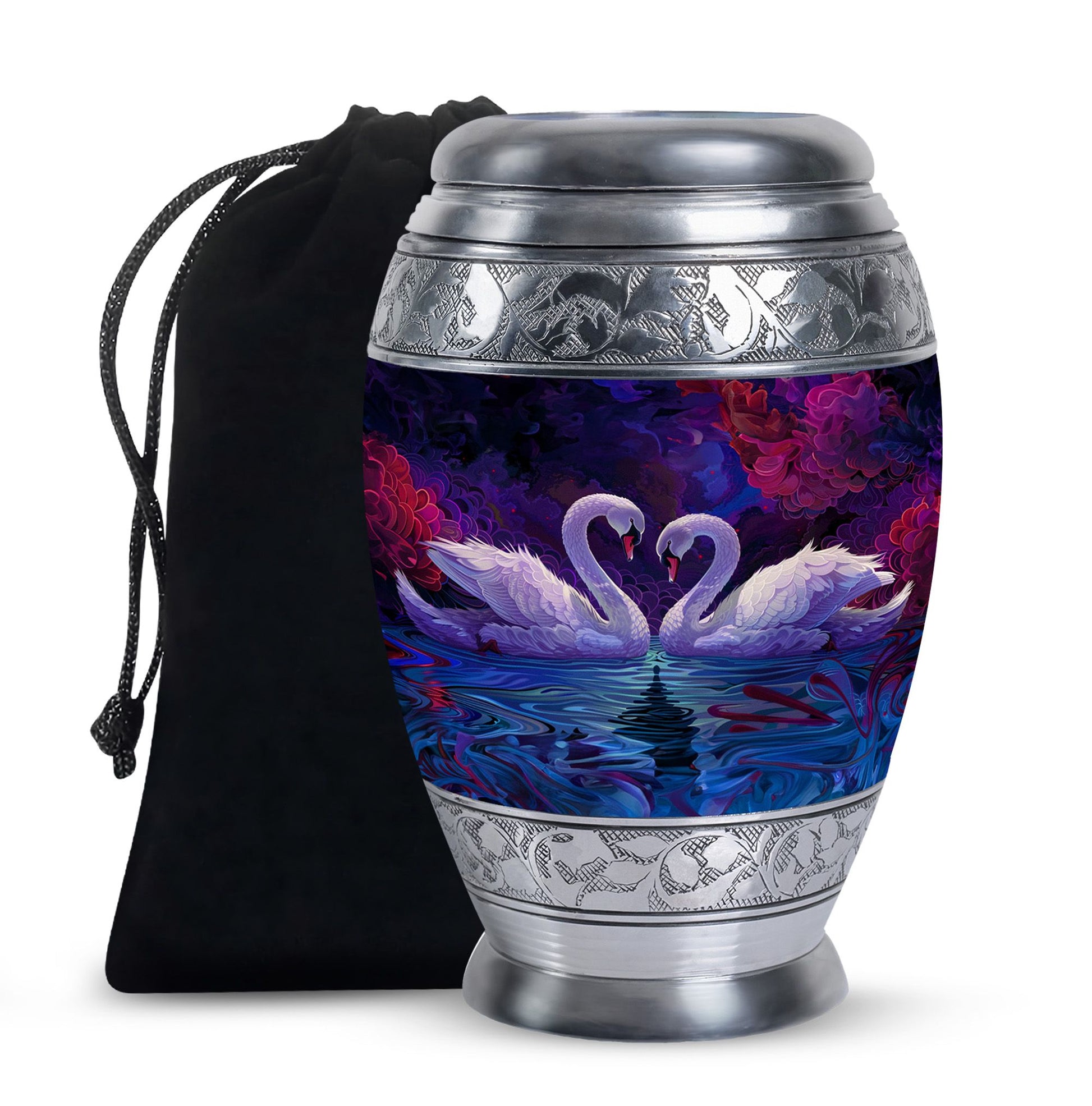 Dual Swan Cremation Urns For Human Ashes - Burial Urns For Adult