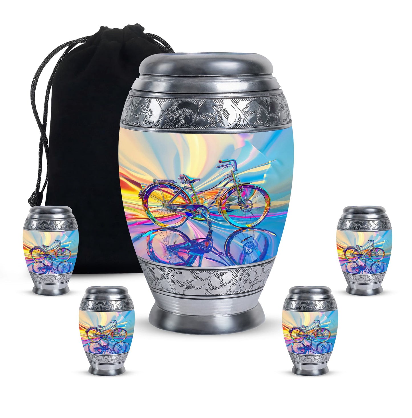 Personalized Bicycle Keepsake Urn for Human Ashes - 10-inch, 200 cu in - Yatskia