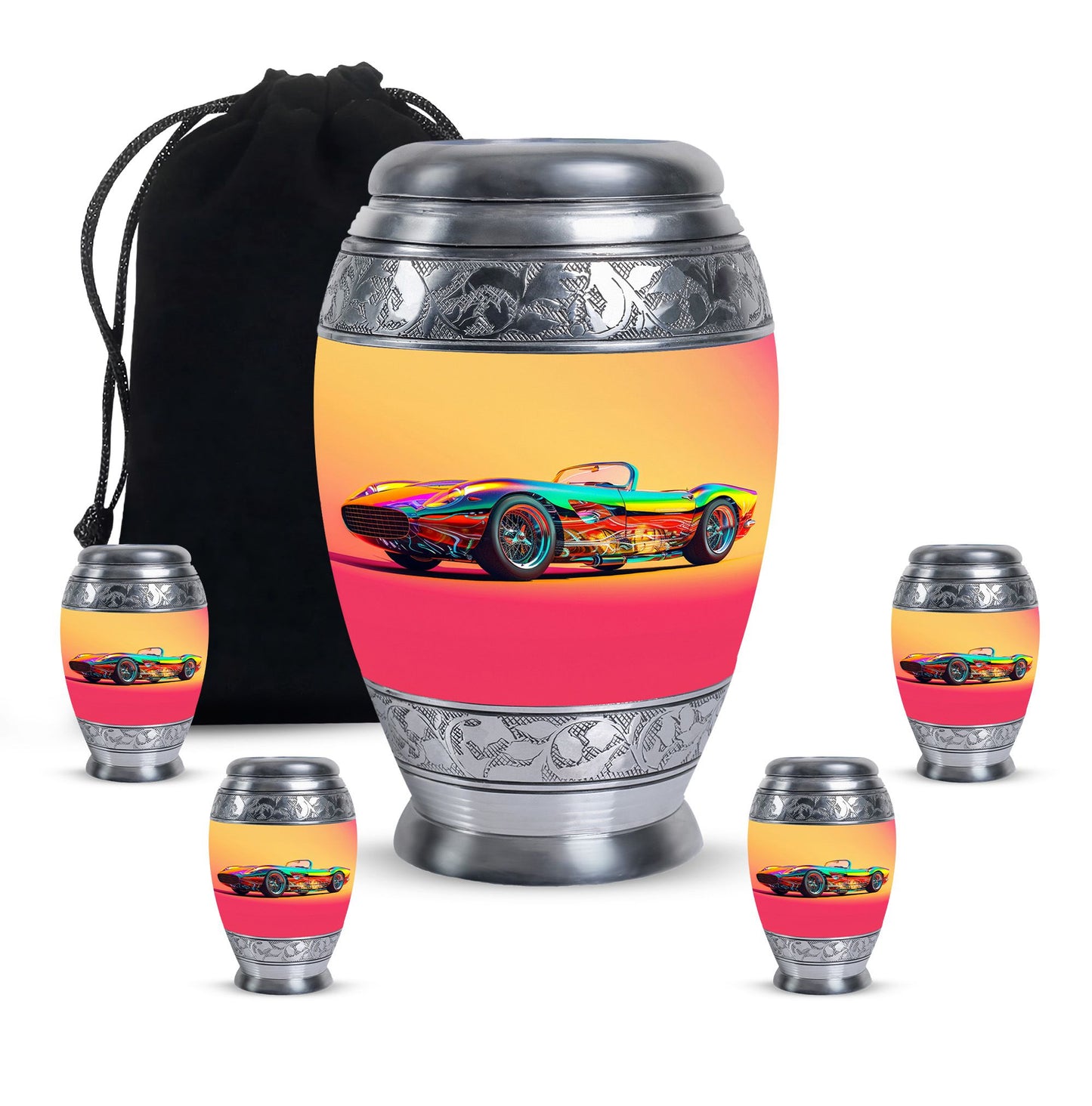 Colorful Personalized Car Cremation Urn for Dad - 10-inch, 200 cu in - Yatskia