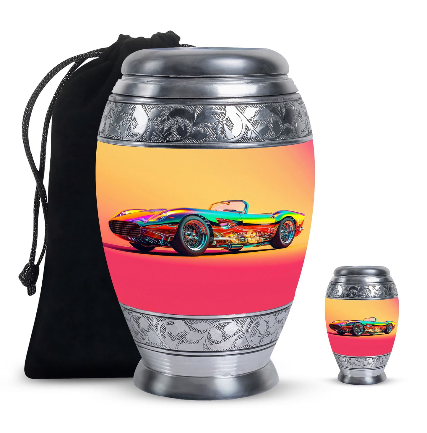 Colorful Personalized Car Cremation Urn for Dad - 10-inch, 200 cu in - Yatskia