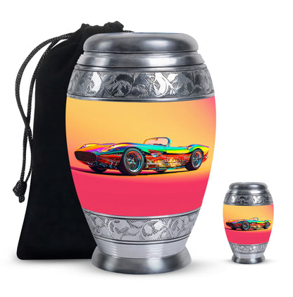 Colorful Personalized Car Cremation Urn for Dad - 10-inch, 200 cu in - Yatskia