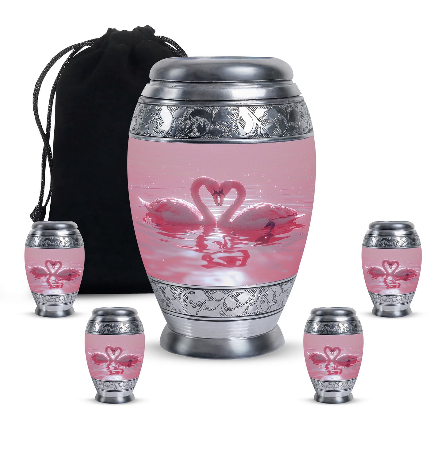 Pink Personalized Bird Memorial Urn for Human Ashes - 10-inch, 200 cu in - Yatskia