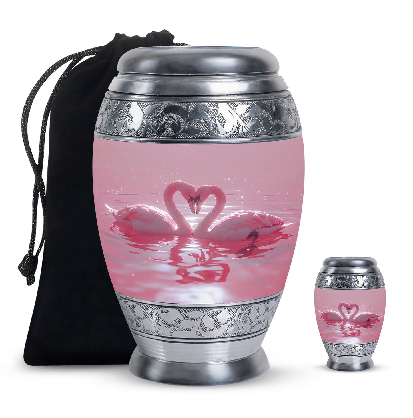 Pink Personalized Bird Memorial Urn for Human Ashes - 10-inch, 200 cu in - Yatskia