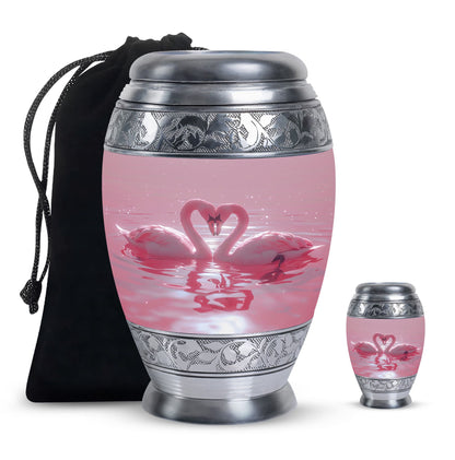 Pink Personalized Bird Memorial Urn for Human Ashes - 10-inch, 200 cu in - Yatskia