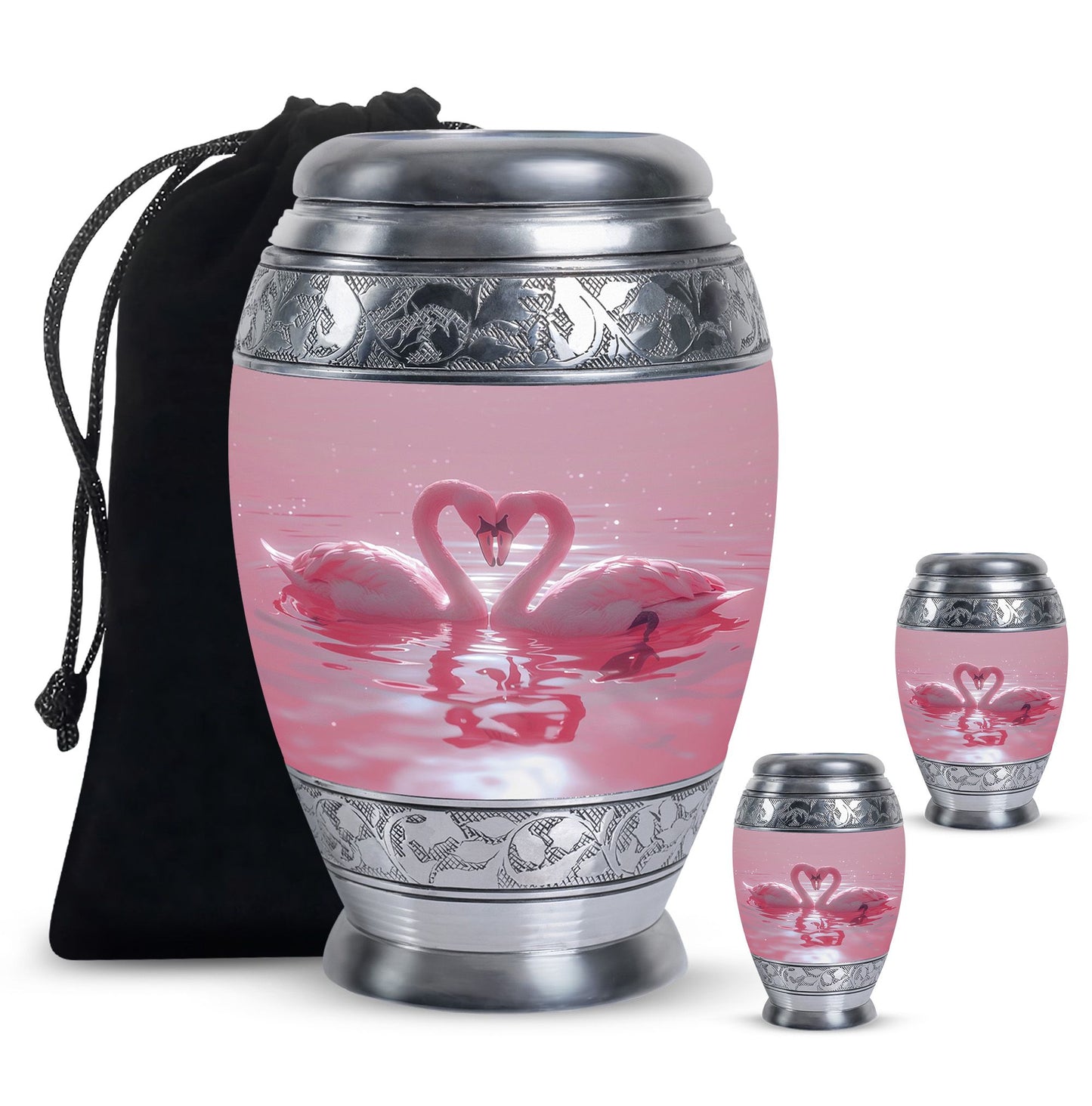 Pink Personalized Bird Memorial Urn for Human Ashes - 10-inch, 200 cu in - Yatskia