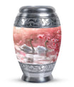 Elegant White Swan Urn – Pink Cherry Blossom Design For Human Ashes