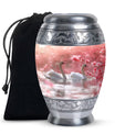 Elegant White Swan Urn – Pink Cherry Blossom Design For Human Ashes