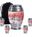 Elegant White Swan Urn – Pink Cherry Blossom Design For Human Ashes