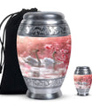 Elegant White Swan Urn – Pink Cherry Blossom Design For Human Ashes