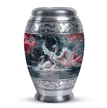 White Personalized Bird Cremation Urn for Human Ashes - 10-inch, 200 cu in - Yatskia