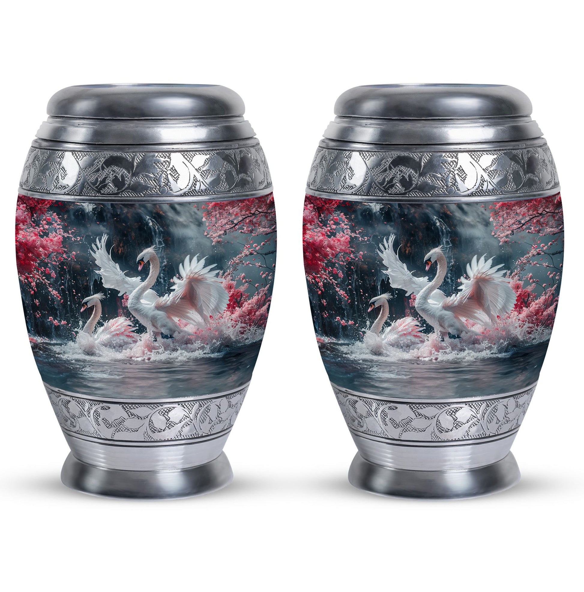 White Swan Funeral Urn - Large Urns For Human Ashes Adult Female