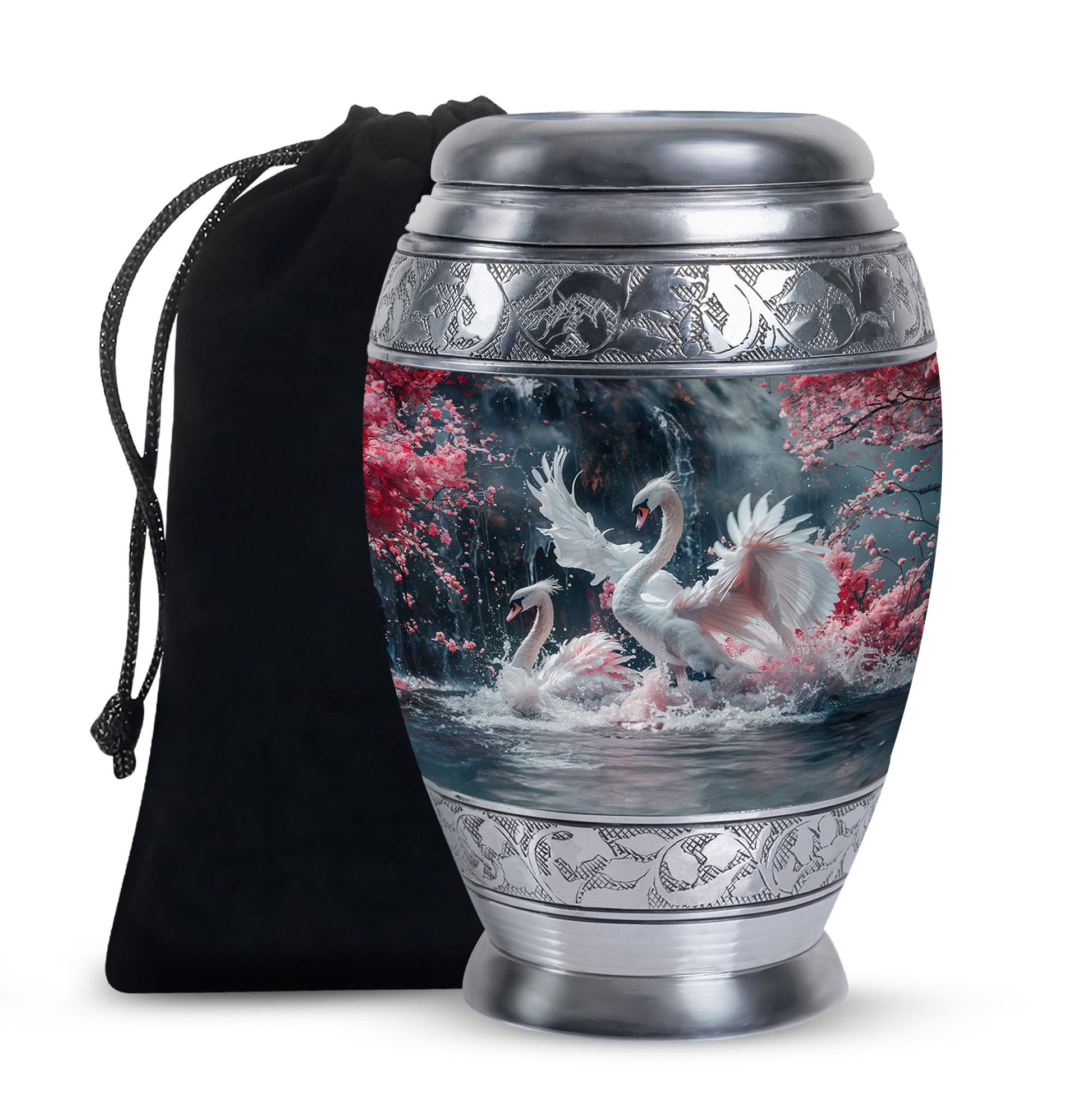 White Swan Funeral Urn - Large Urns For Human Ashes Adult Female