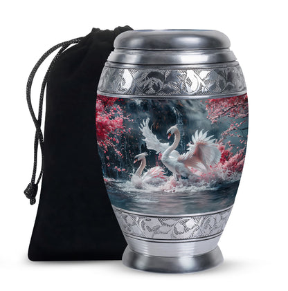 White Personalized Bird Cremation Urn for Human Ashes - 10-inch, 200 cu in - Yatskia
