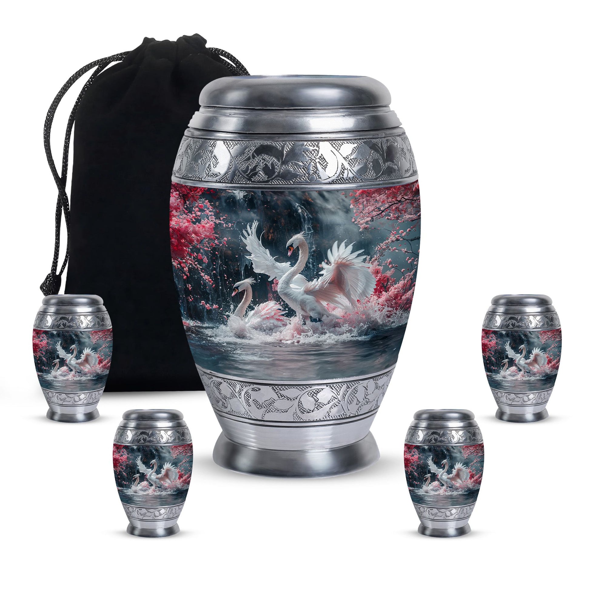 White Swan Funeral Urn - Large Urns For Human Ashes Adult Female