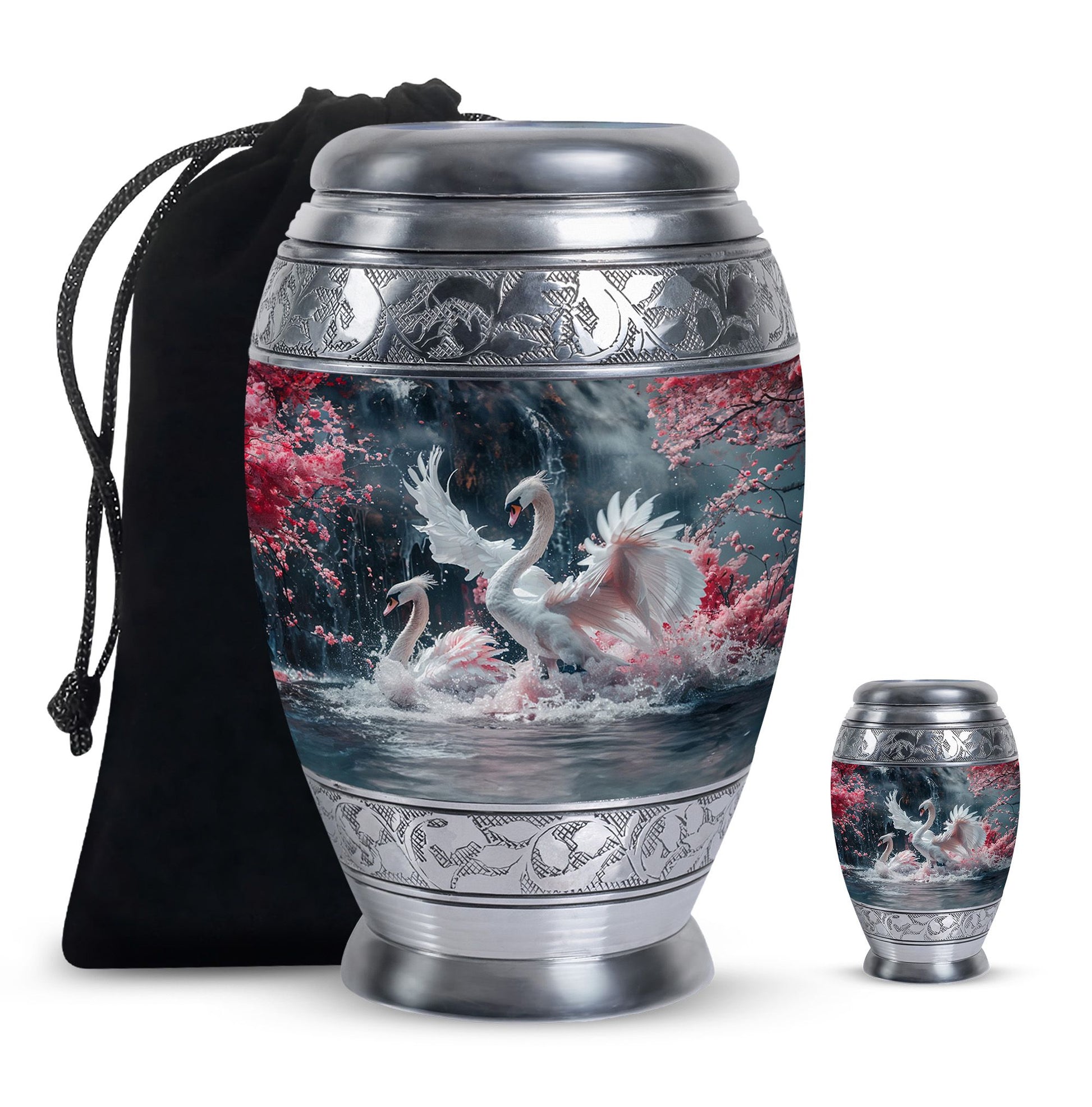 White Swan Funeral Urn - Large Urns For Human Ashes Adult Female