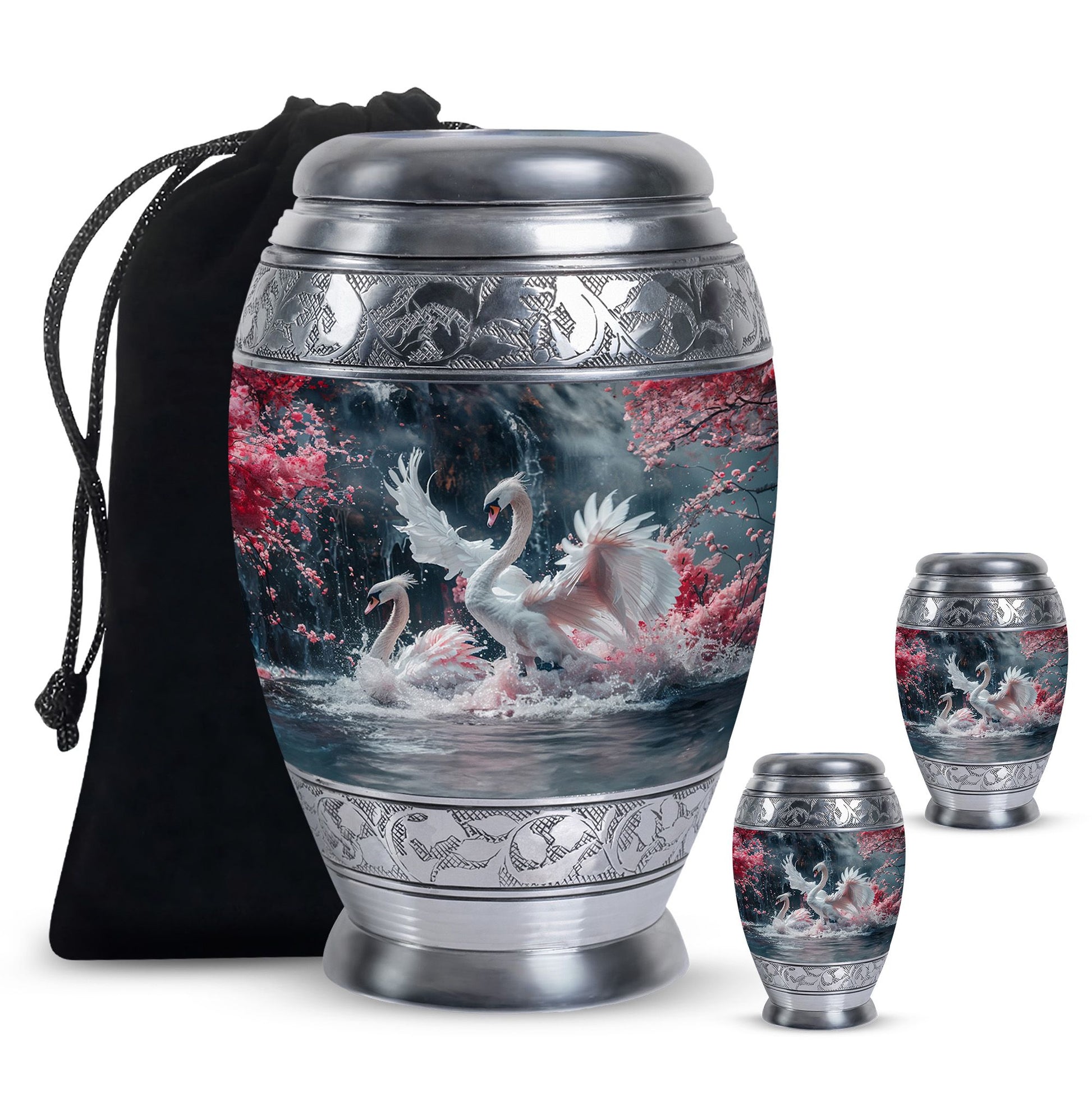 White Swan Funeral Urn - Large Urns For Human Ashes Adult Female