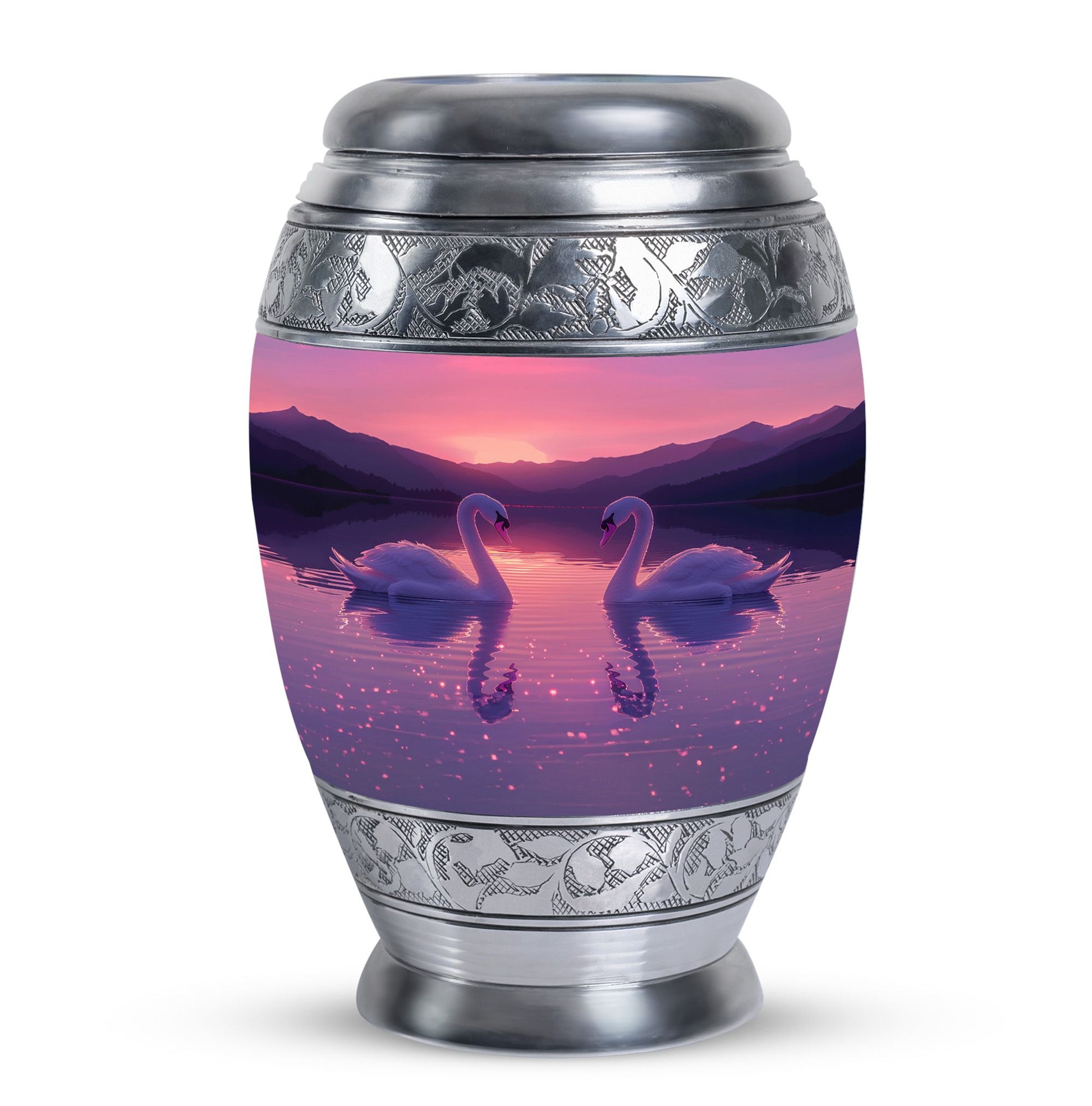 Pink Couple Swan Urn – Elegant Memorial Cremation Urn For Couple Ashes