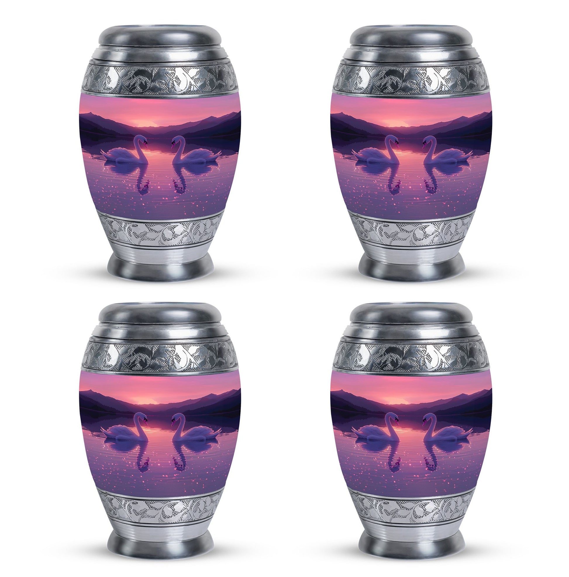 Pink Couple Swan Urn – Elegant Memorial Cremation Urn For Couple Ashes