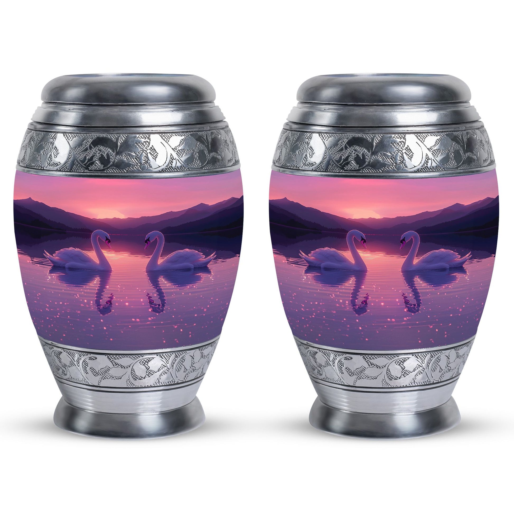 Pink Couple Swan Urn – Elegant Memorial Cremation Urn For Couple Ashes