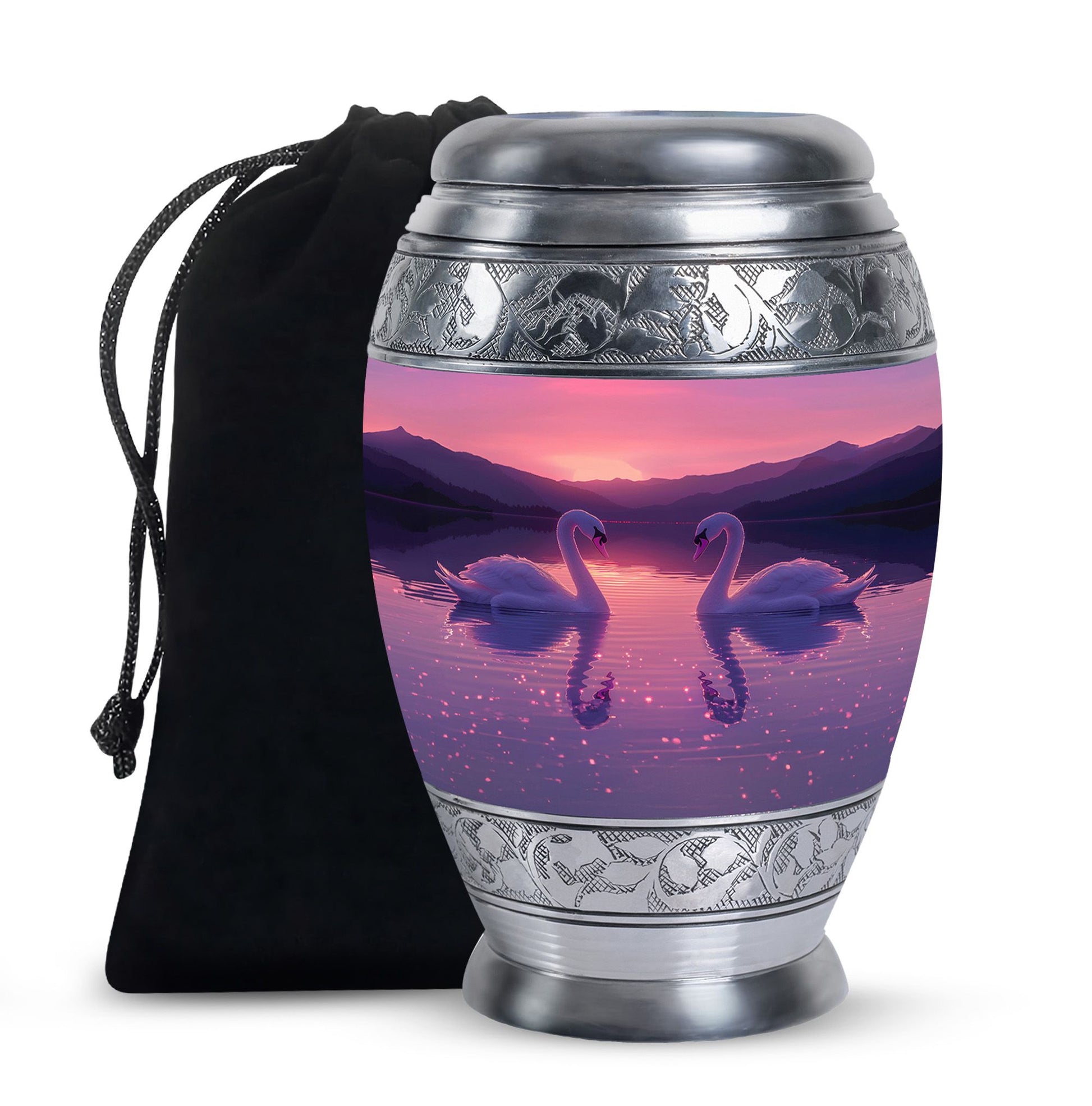 Pink Couple Swan Urn – Elegant Memorial Cremation Urn For Couple Ashes