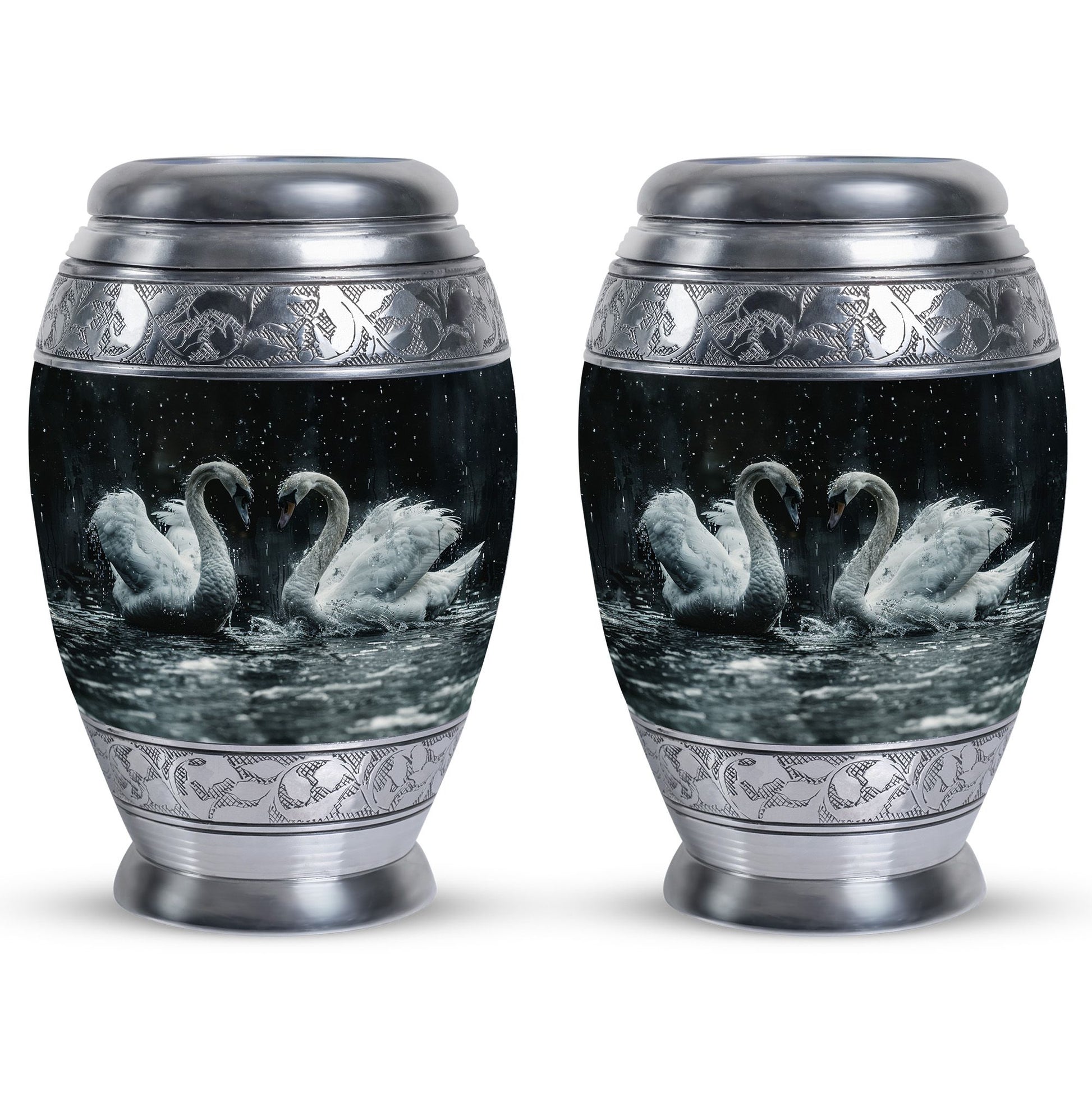 Double Swan Cremation Urns For Human Ashes - Memorial Urn for Mom and Dad