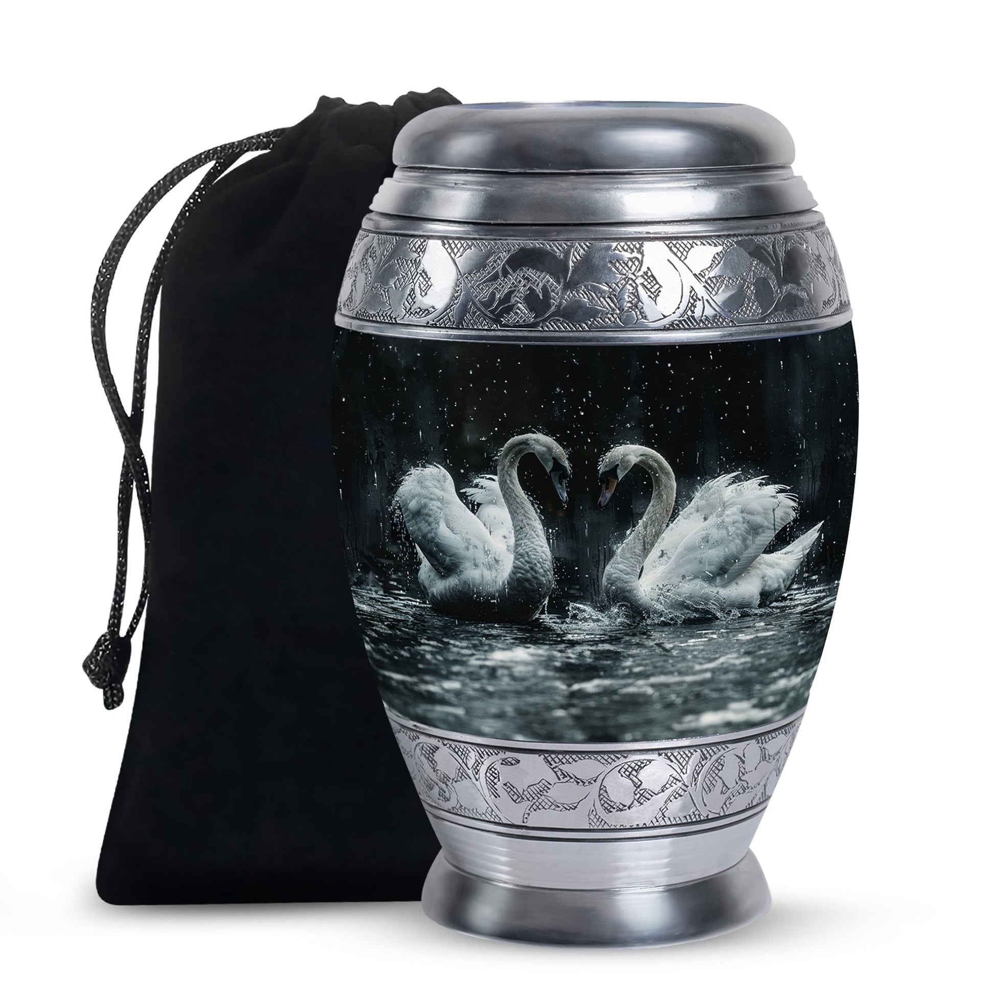Double Swan Cremation Urns For Human Ashes - Memorial Urn for Mom and Dad