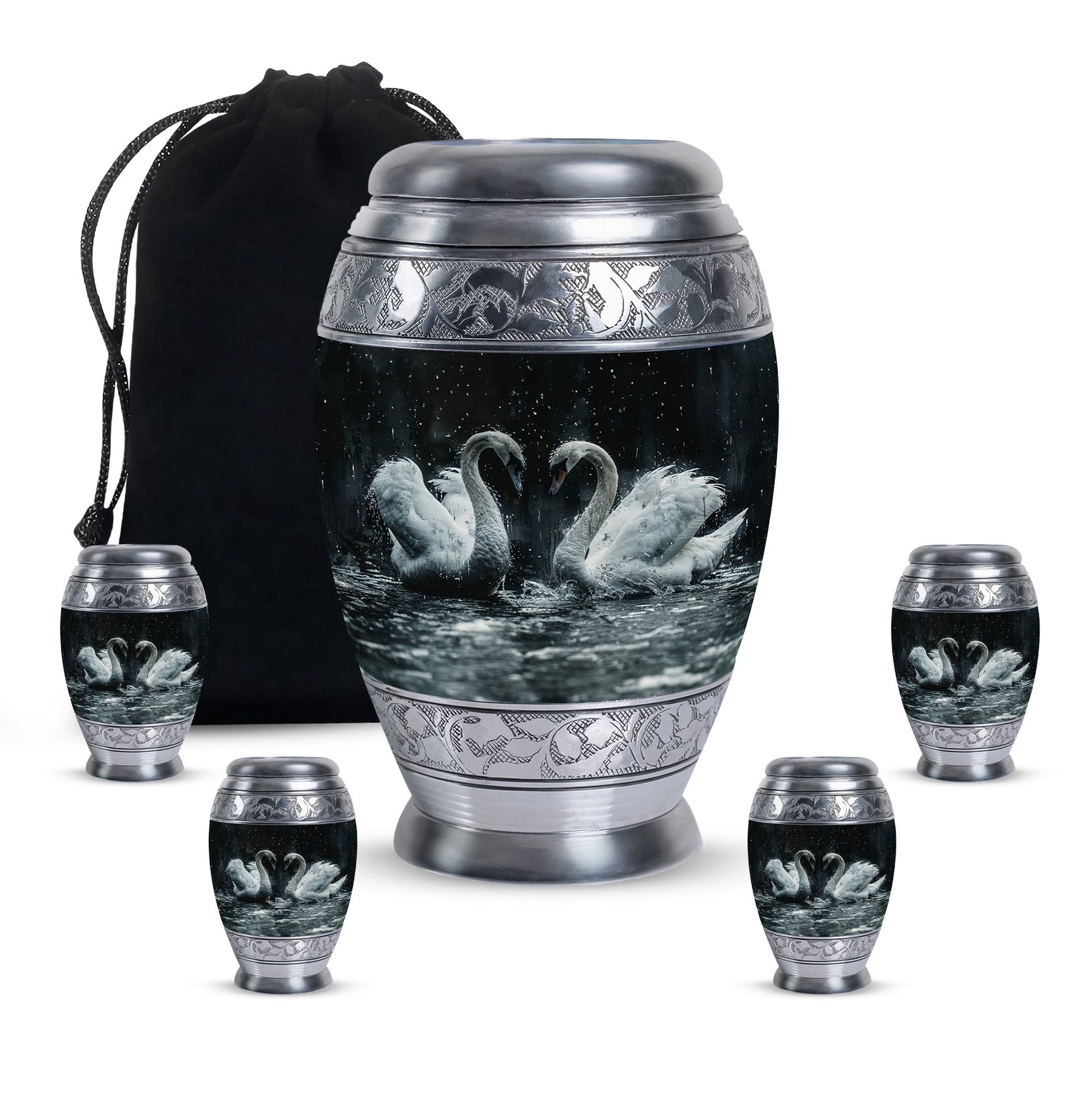 Double Swan Cremation Urns For Human Ashes - Memorial Urn for Mom and Dad