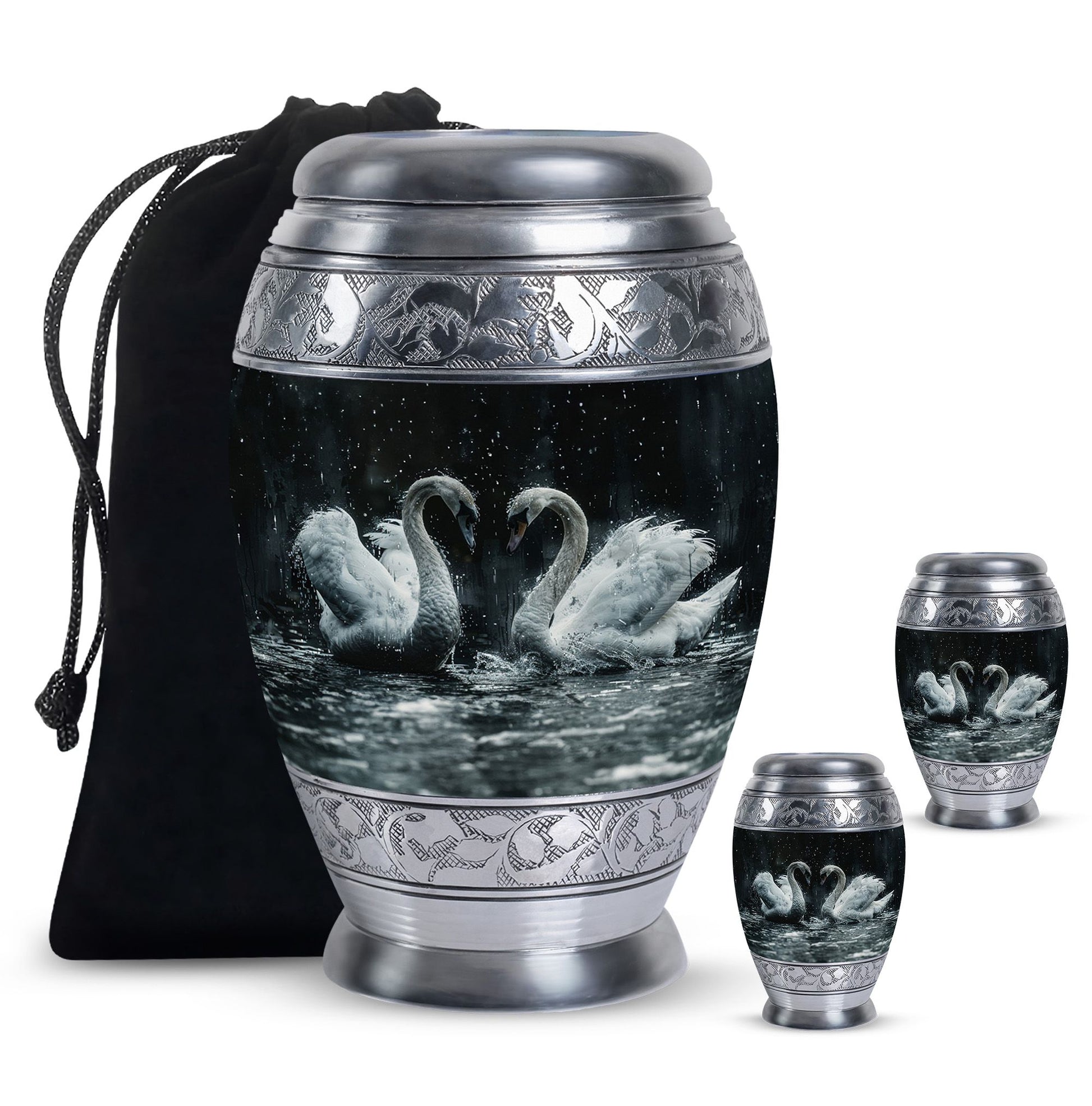 Double Swan Cremation Urns For Human Ashes - Memorial Urn for Mom and Dad